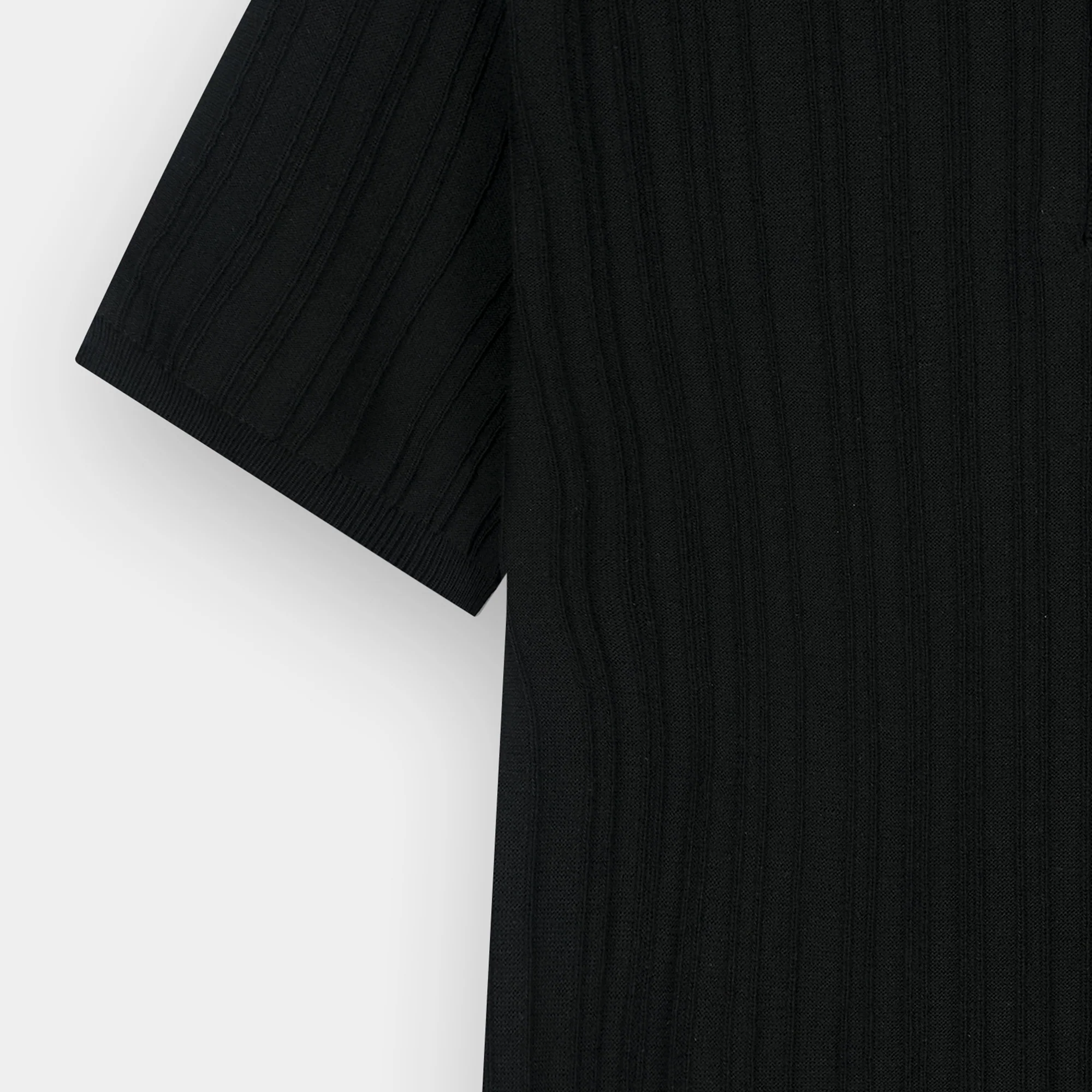 BLACK DROP NEEDLE KNIT POLO - Image 4