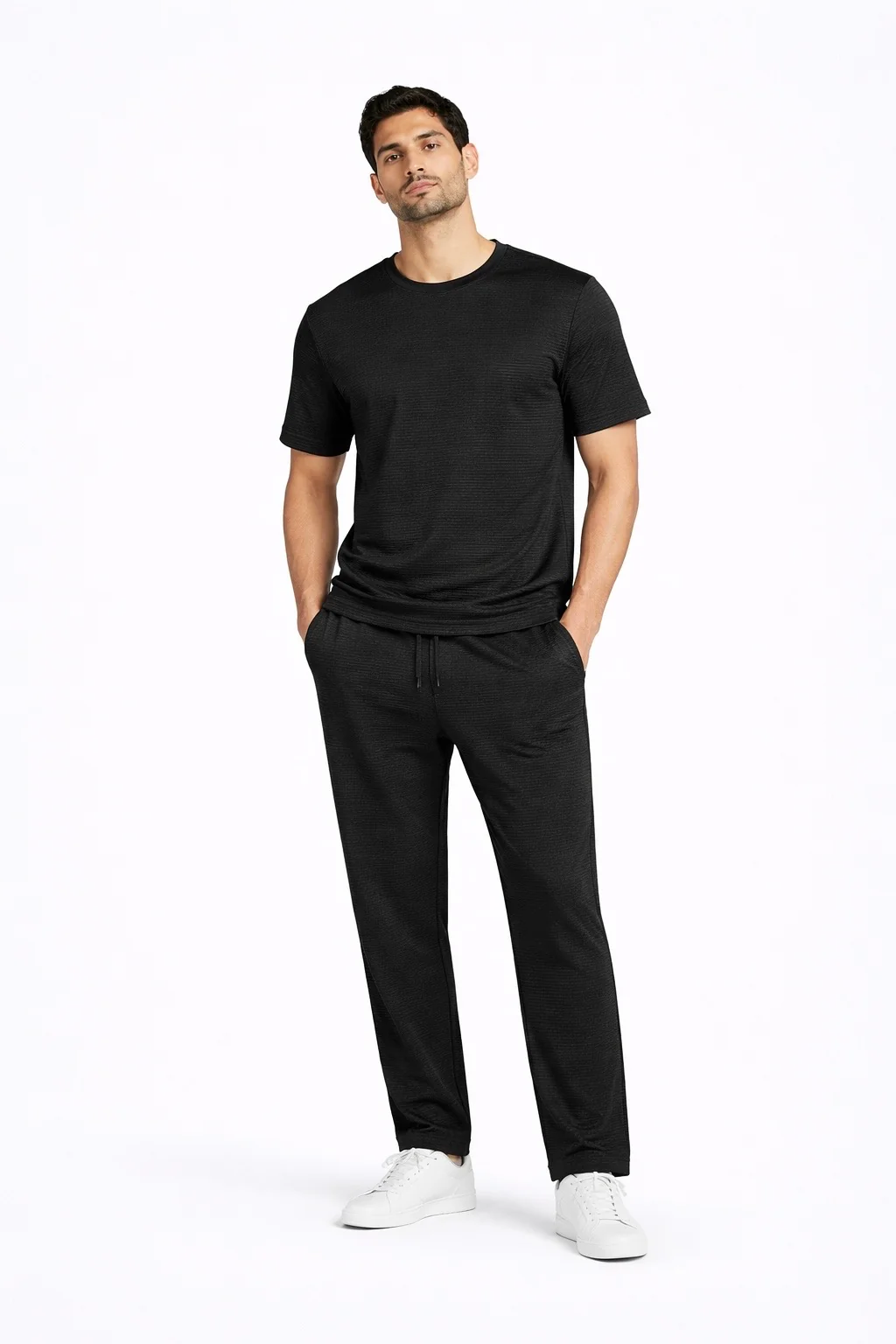 BLACK MICRO WAFFLE TRACKSUIT