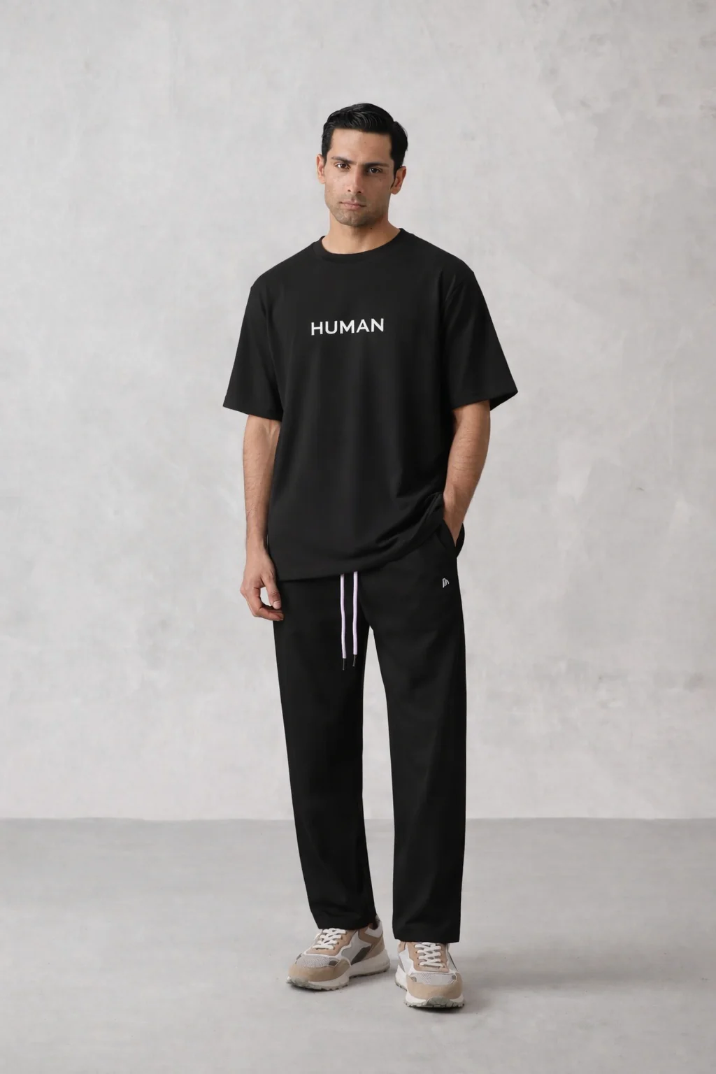BLACK COTTON LYCRA TRACKSUIT