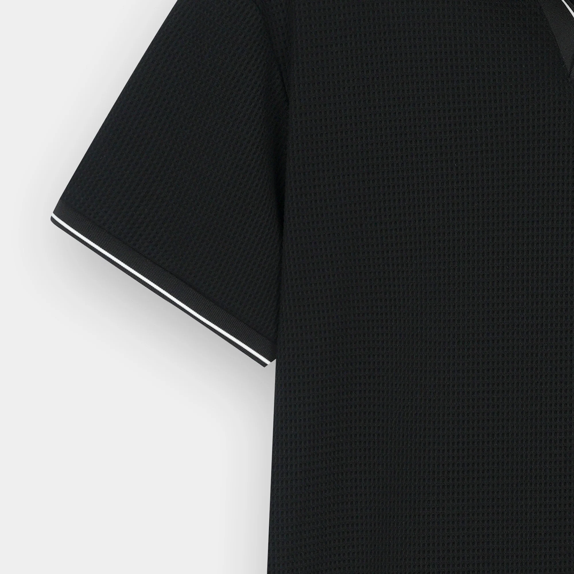 BLACK TEXTURED JOHNNY COLLAR POLO - Image 3