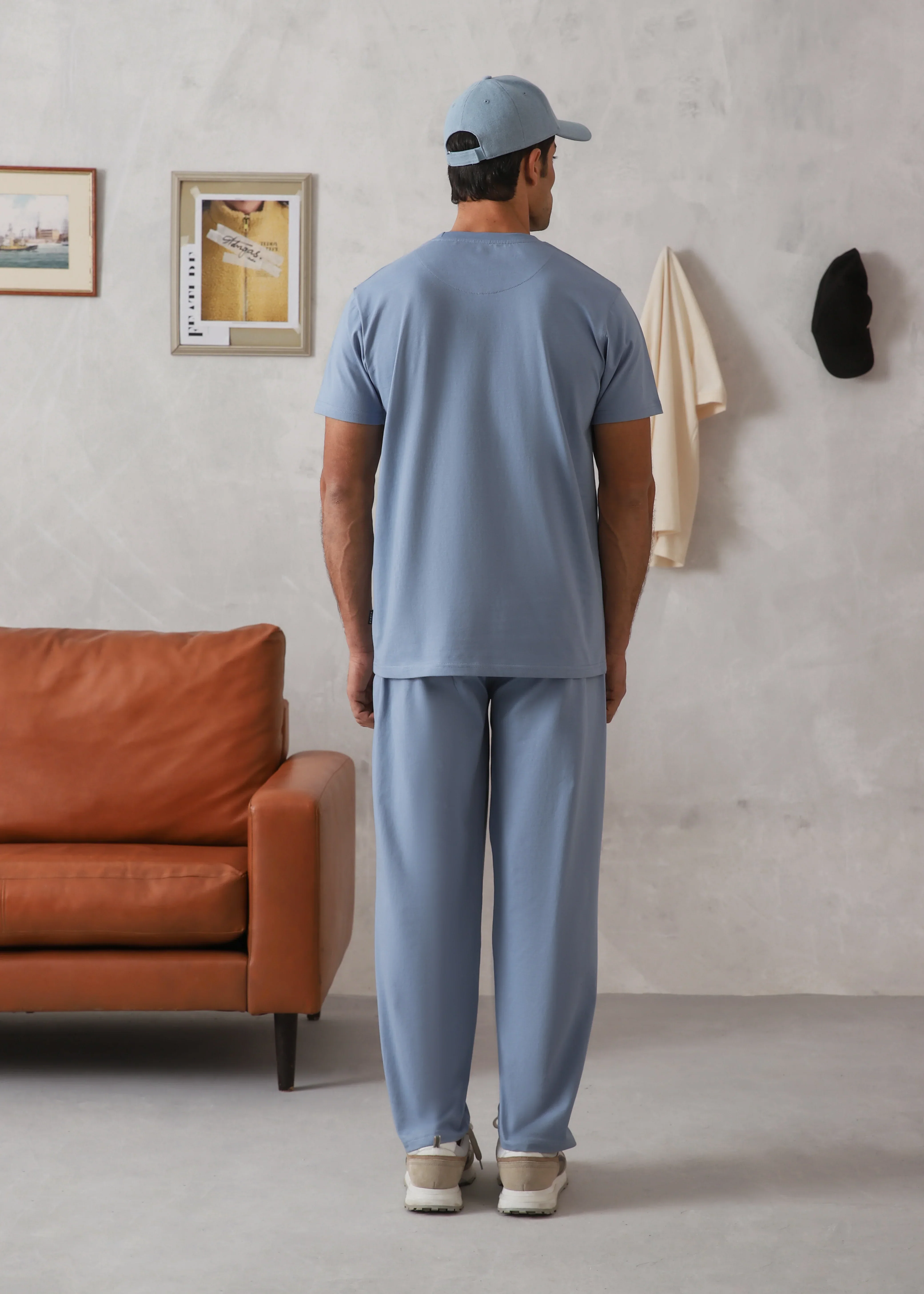 ELITE COMFORT-100% COTTON STONE BLUE TRACKSUIT - Image 4
