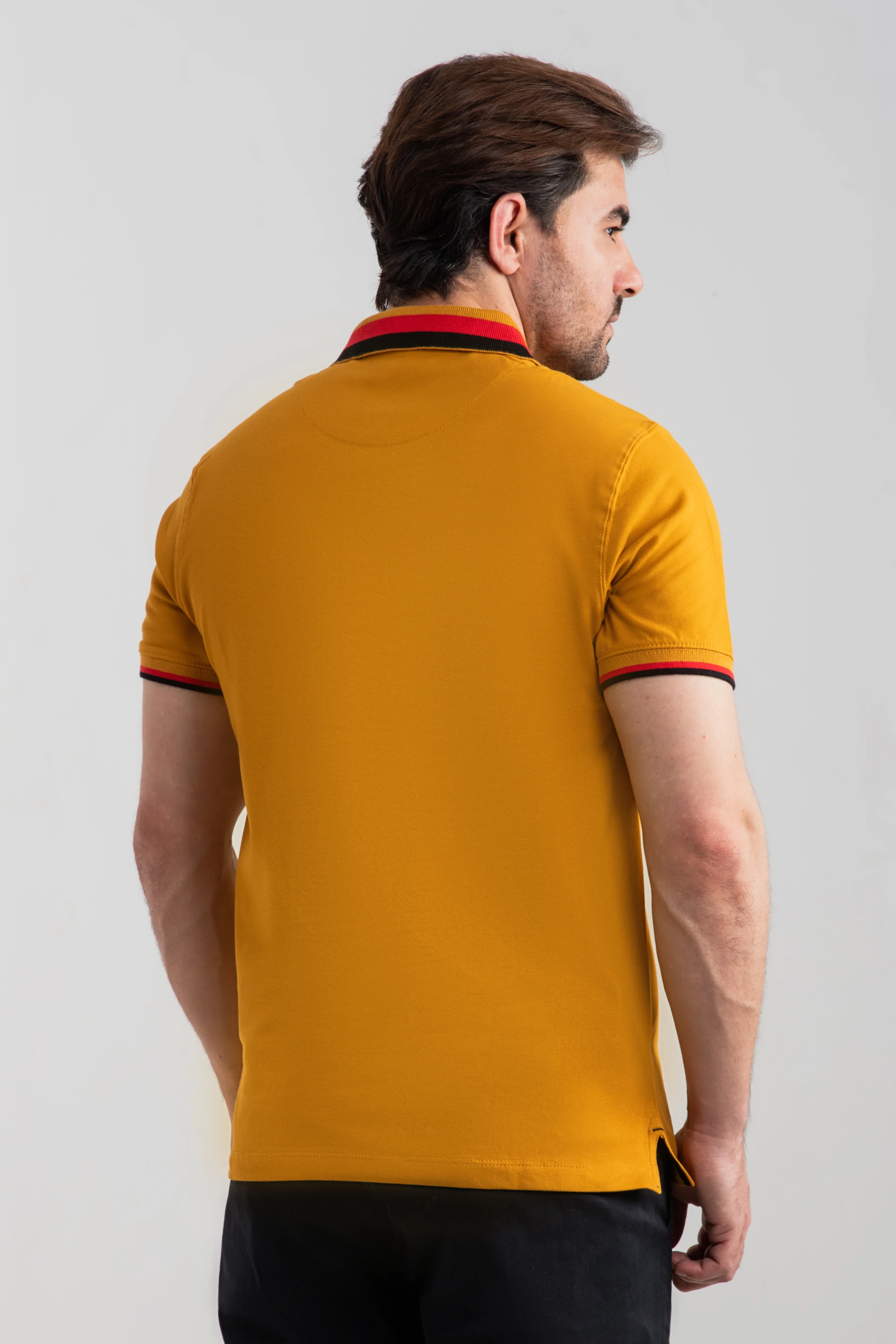 MUSTARD CONTRAST COLLAR POLO - Image 5