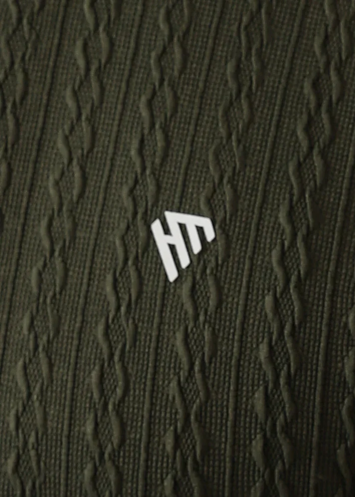 FOREST GREEN DROP NEEDLE TEXTURED KNIT TEE - Image 4