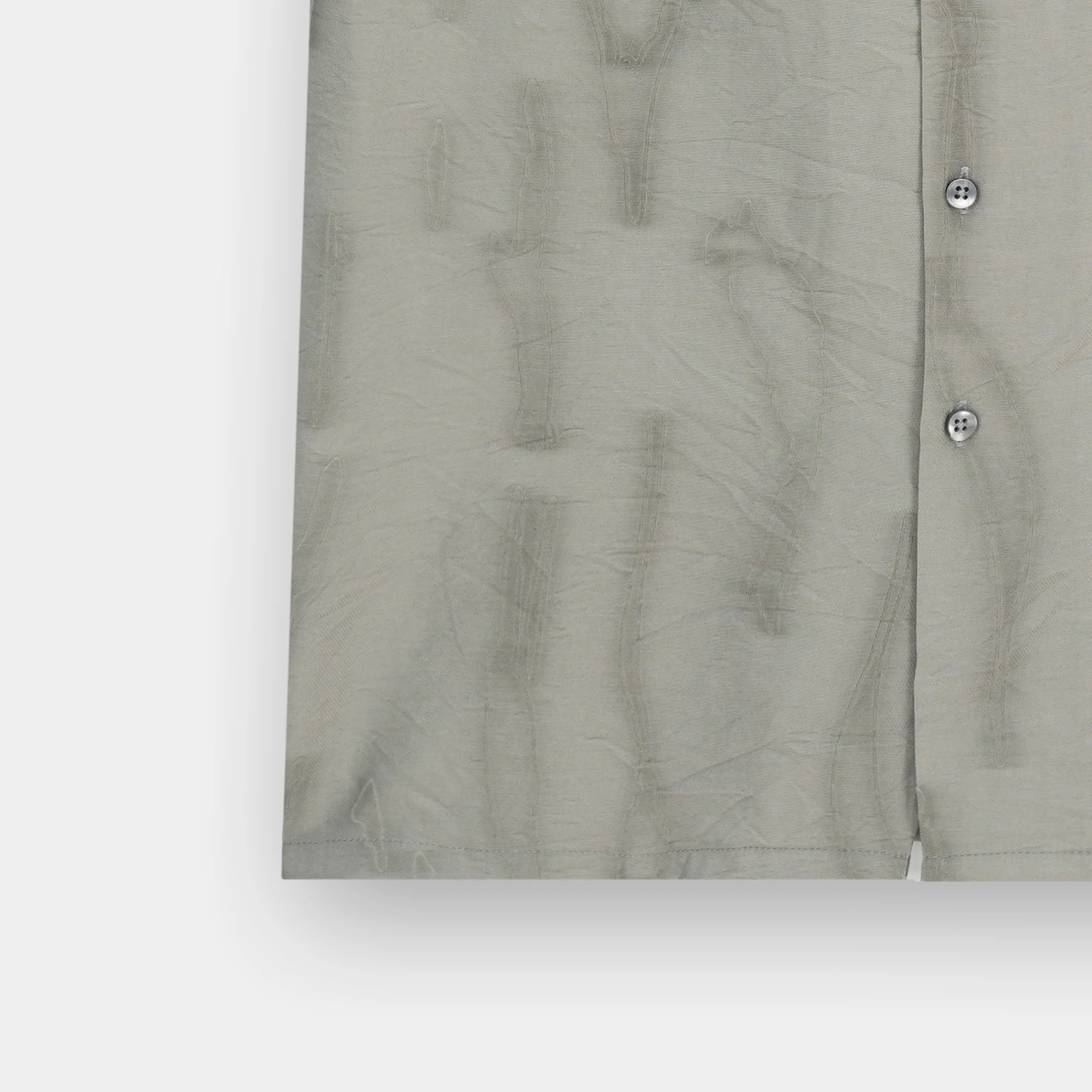GREY ABSTRACT PRINTED CUBAN COLLAR SHIRT - Image 5