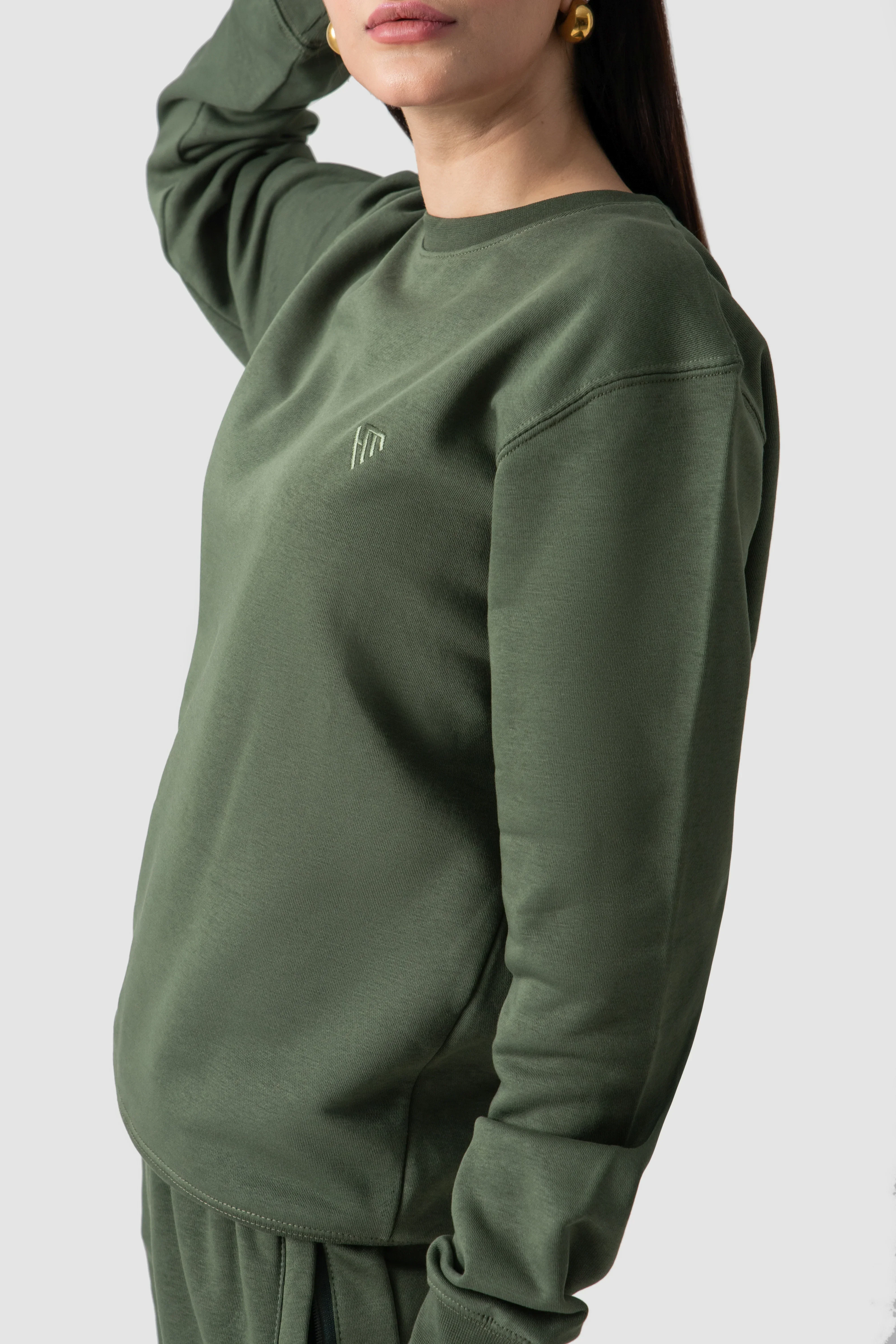 WOMEN OLIVE GREEN SWEATSHIRT - Image 3