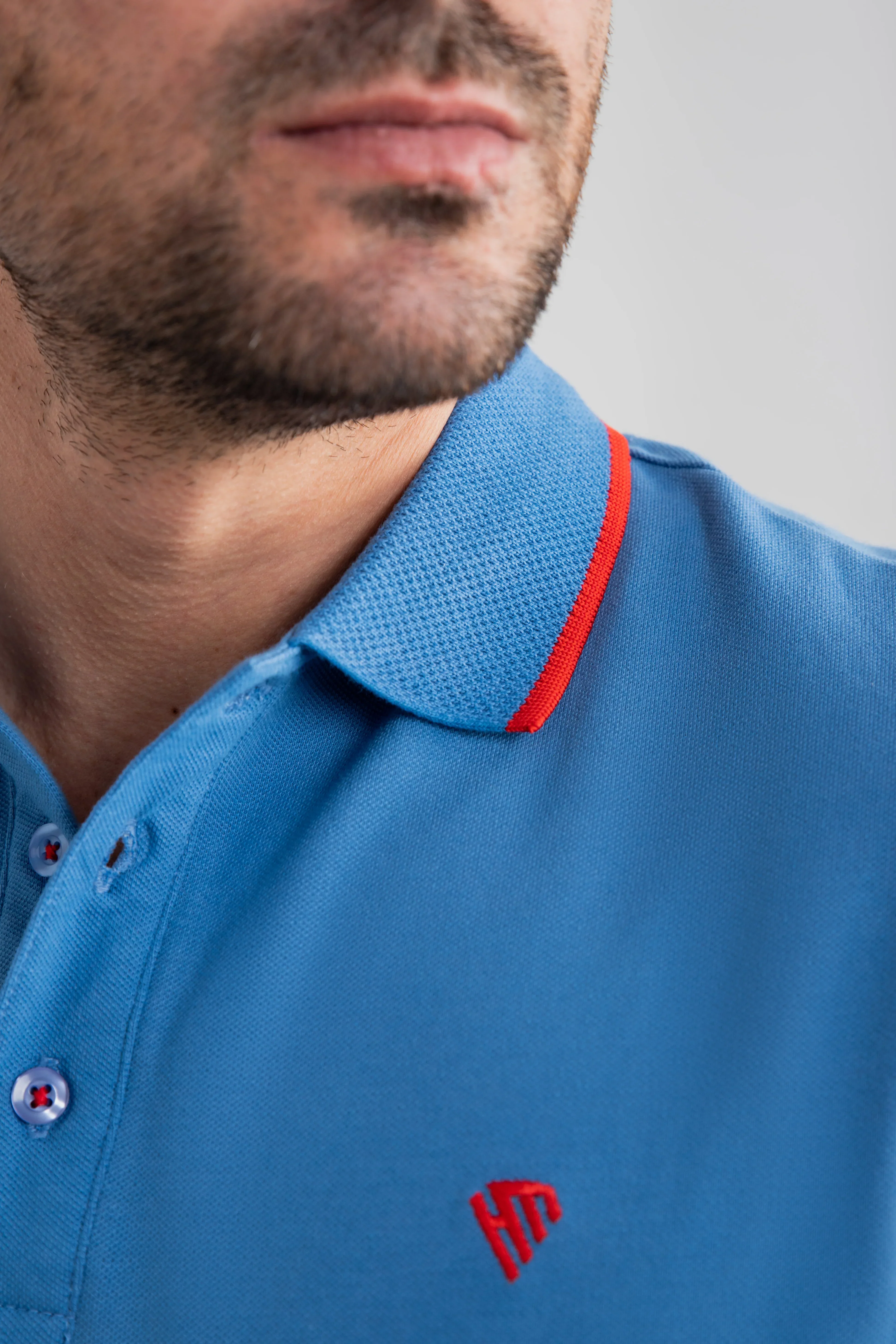 MARINE BLUE JACQUARD COLLAR POLO - Image 5
