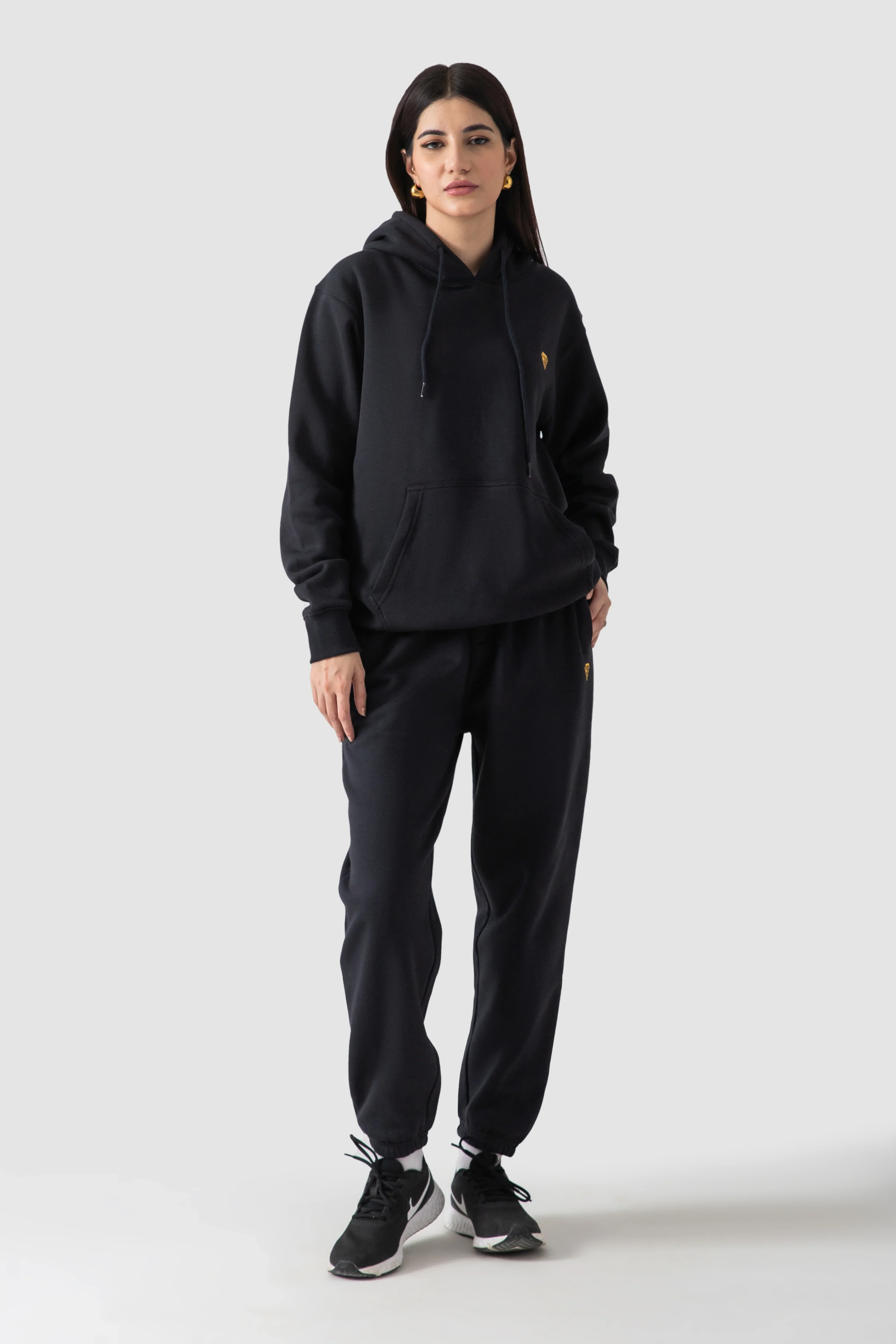 WOMEN PULLOVER HOODIE-BLACK - Image 3
