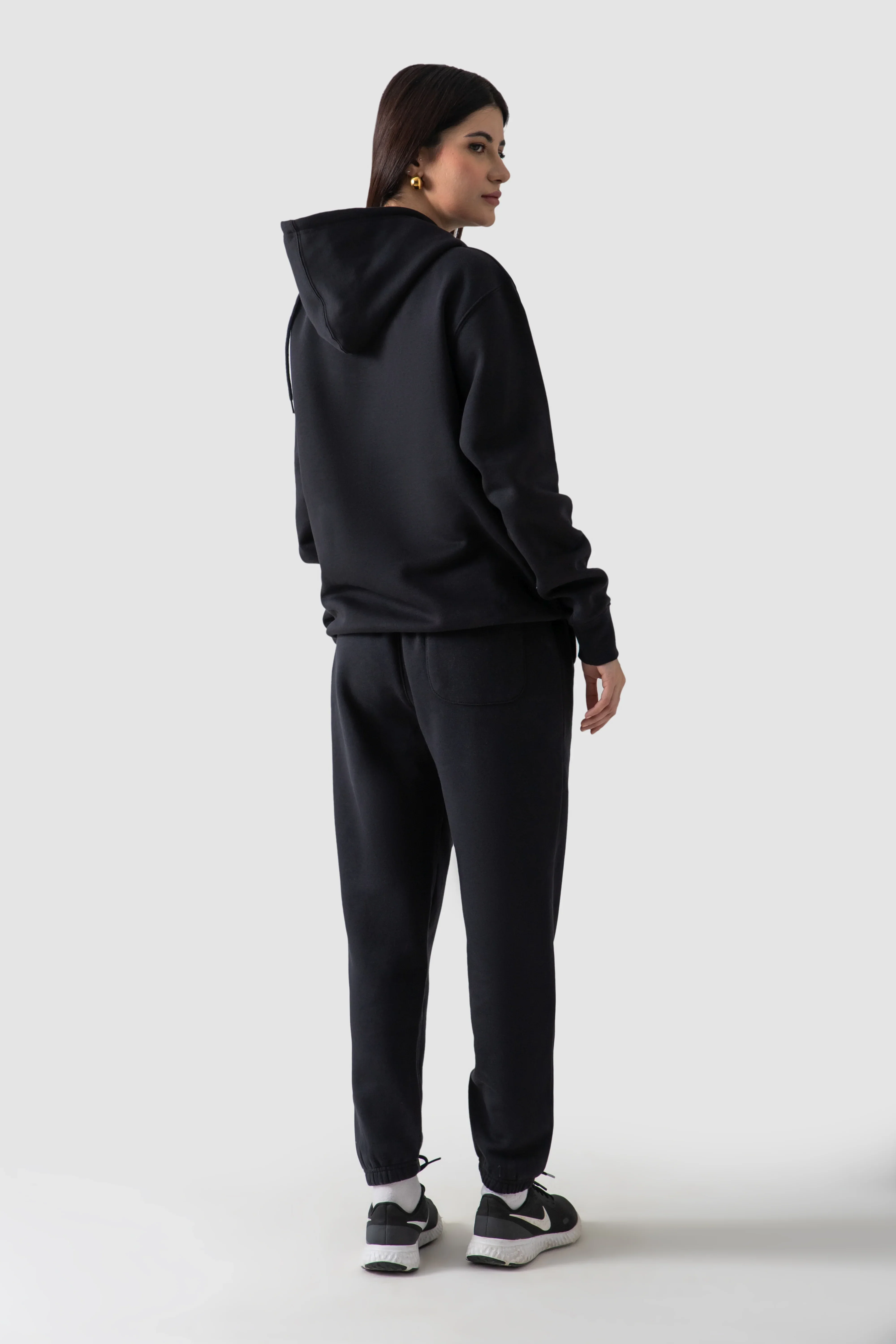 WOMEN PULLOVER HOODIE-BLACK - Image 4
