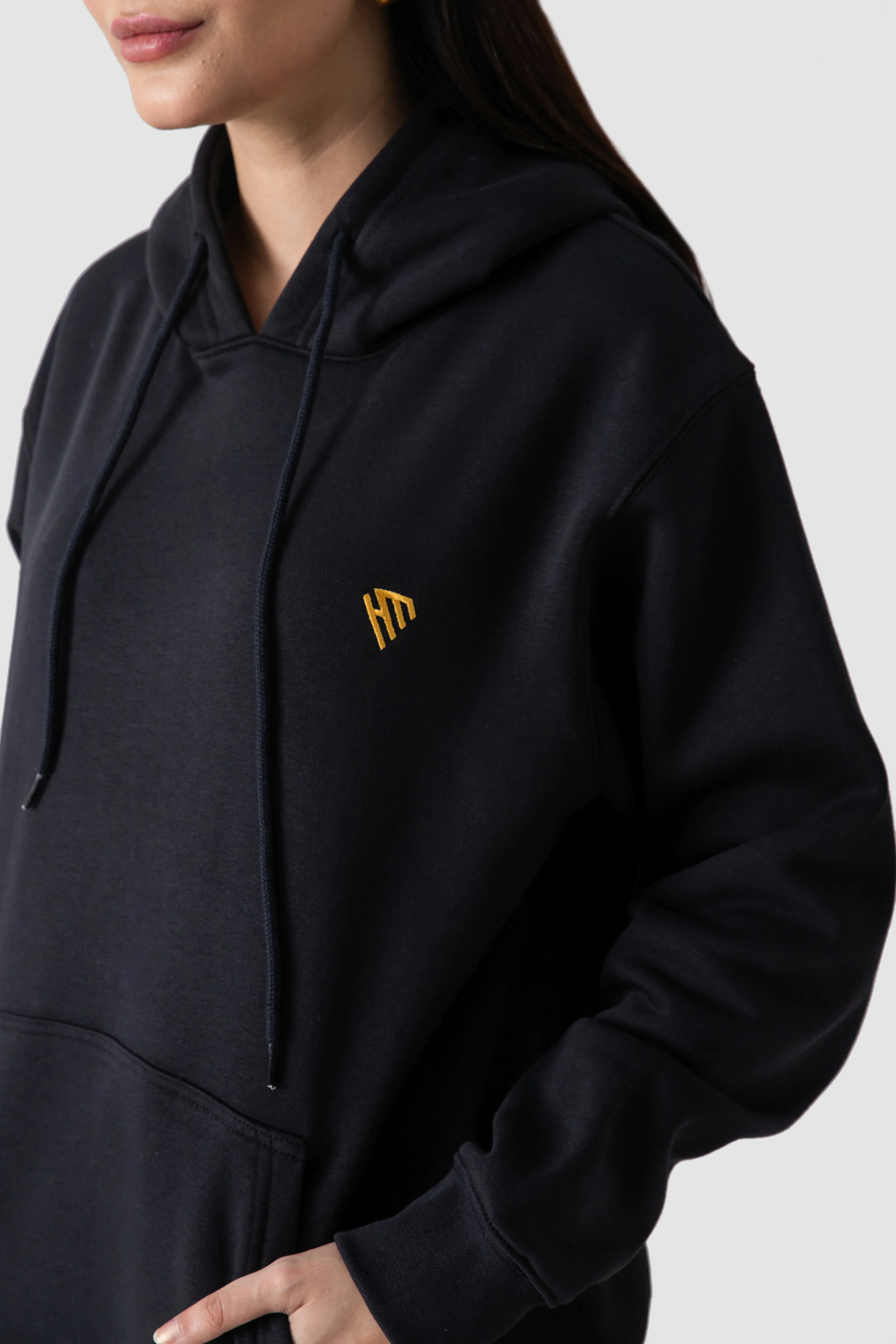 WOMEN PULLOVER HOODIE-BLACK - Image 5