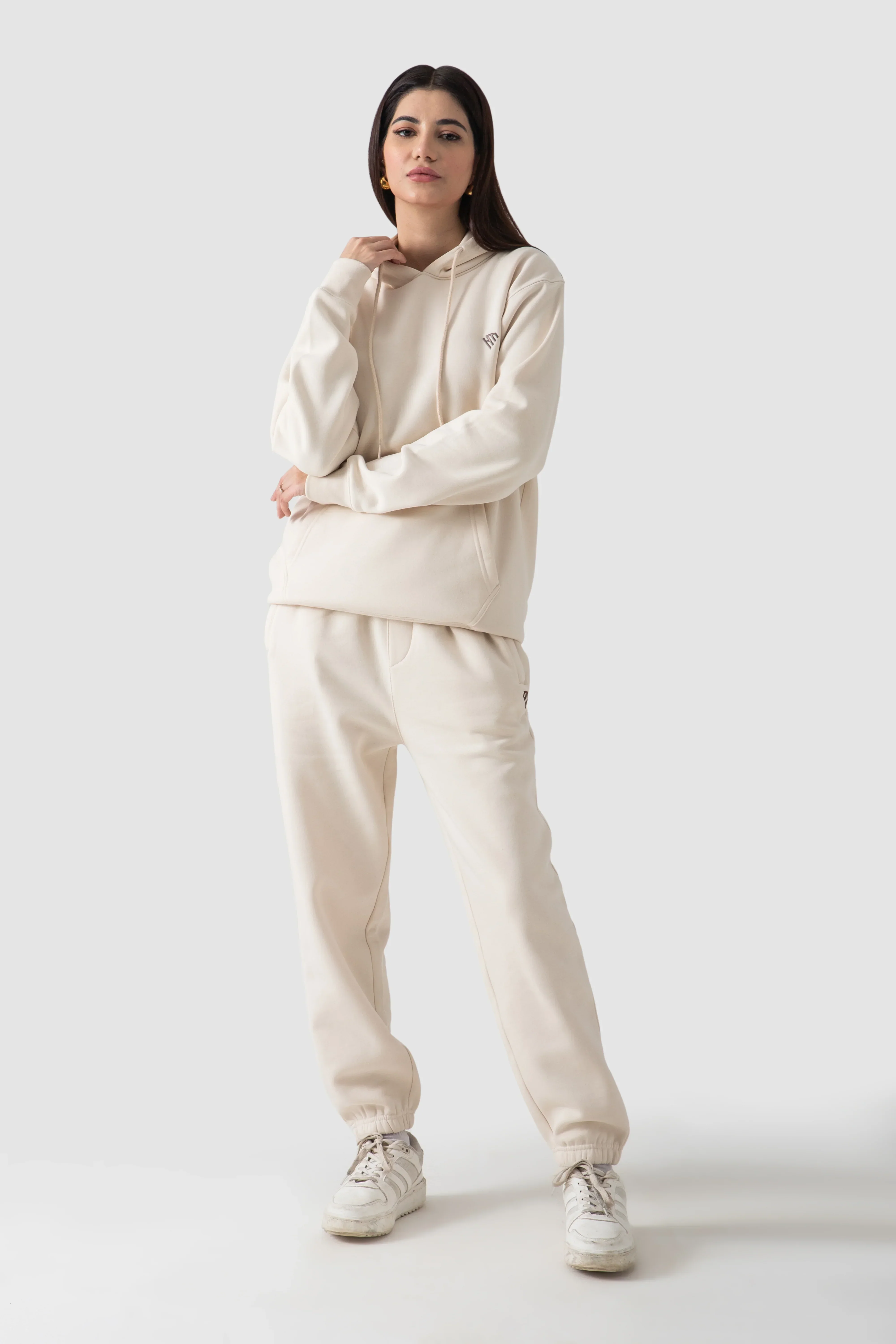 WOMEN PULLOVER HOODIE-OFF WHITE - Image 3