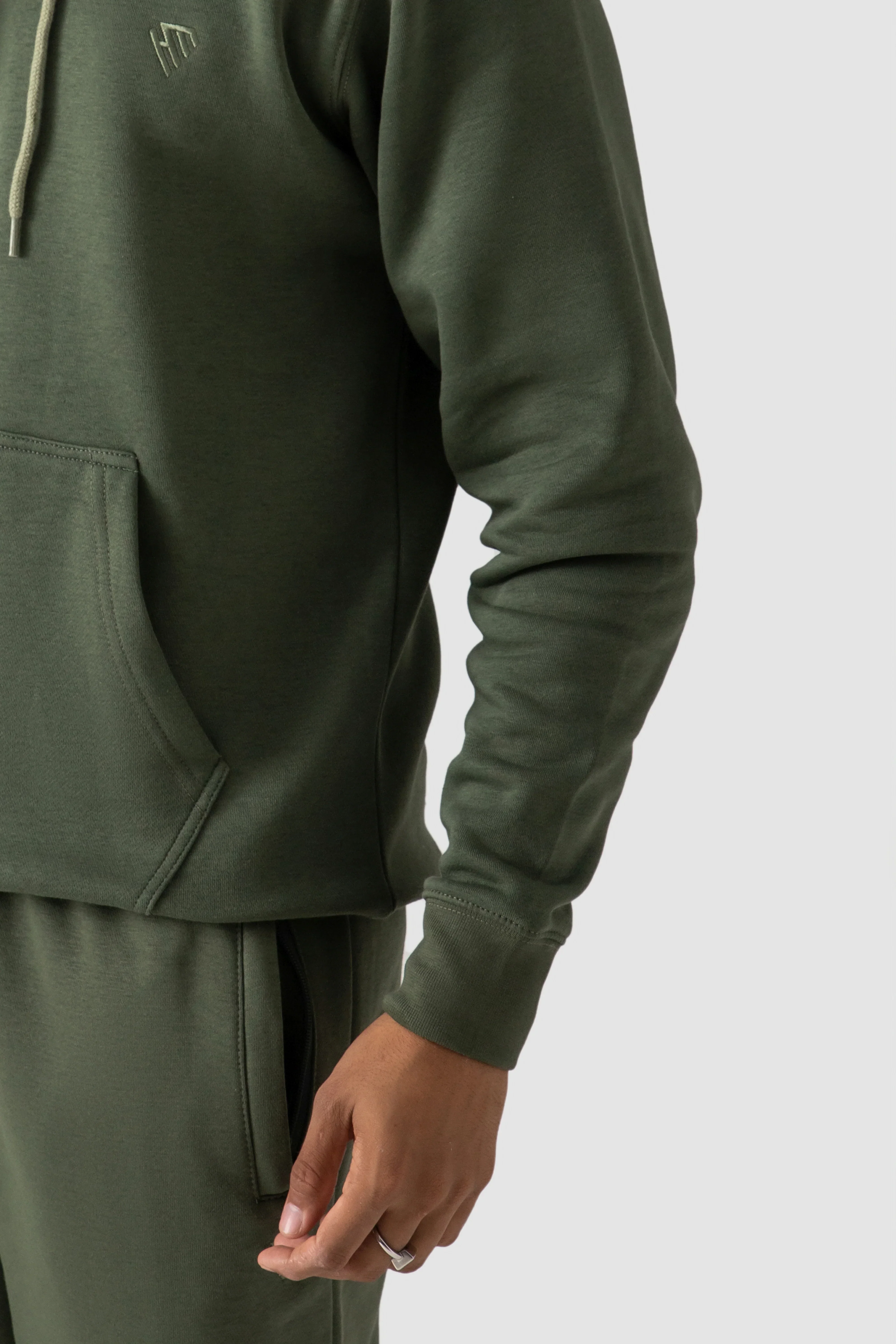 PULLOVER HOODIE-OLIVE GREEN - Image 3