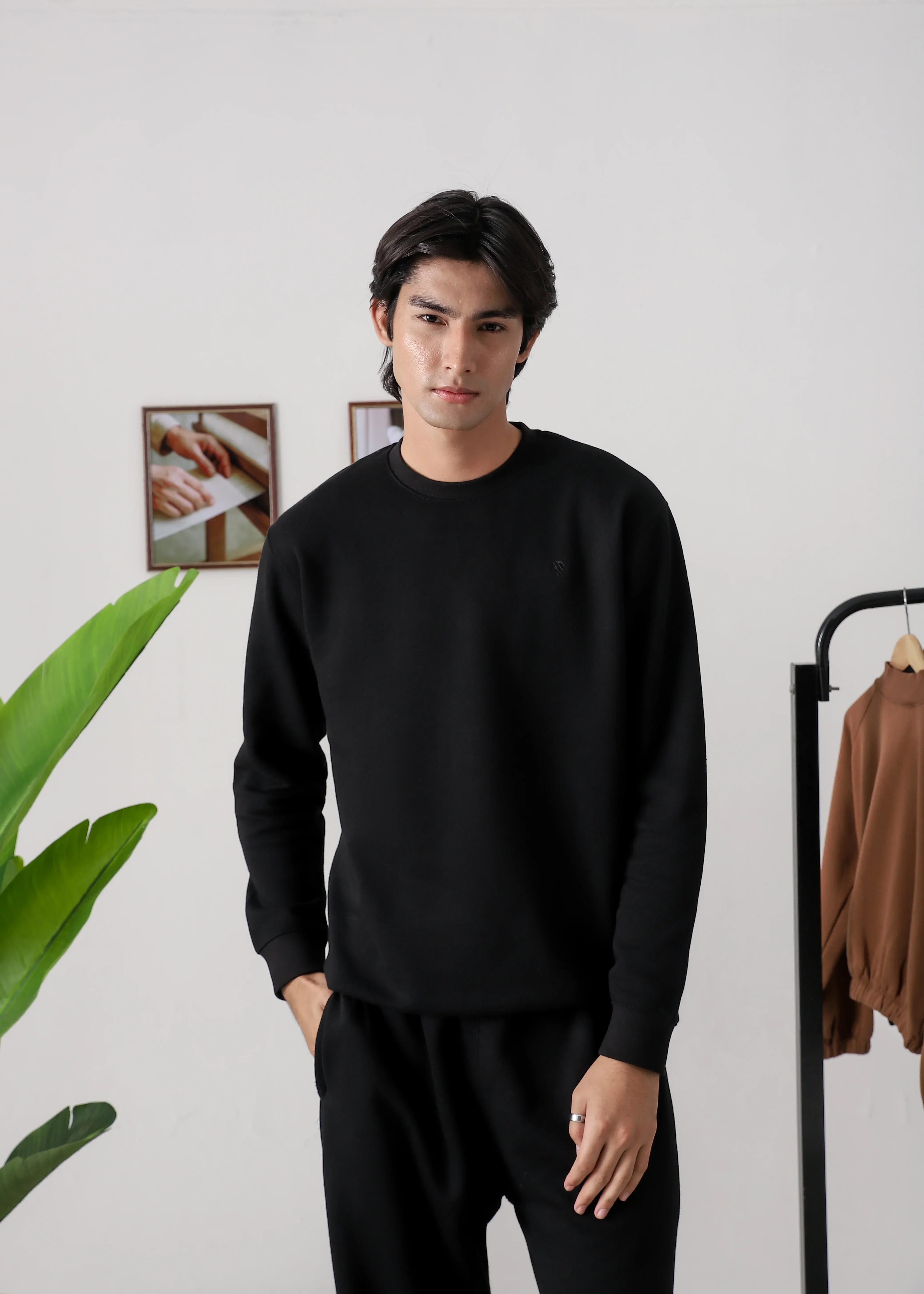 PURE COMFORT COTTON FLEECE BLACK TRACKSUIT - Image 4