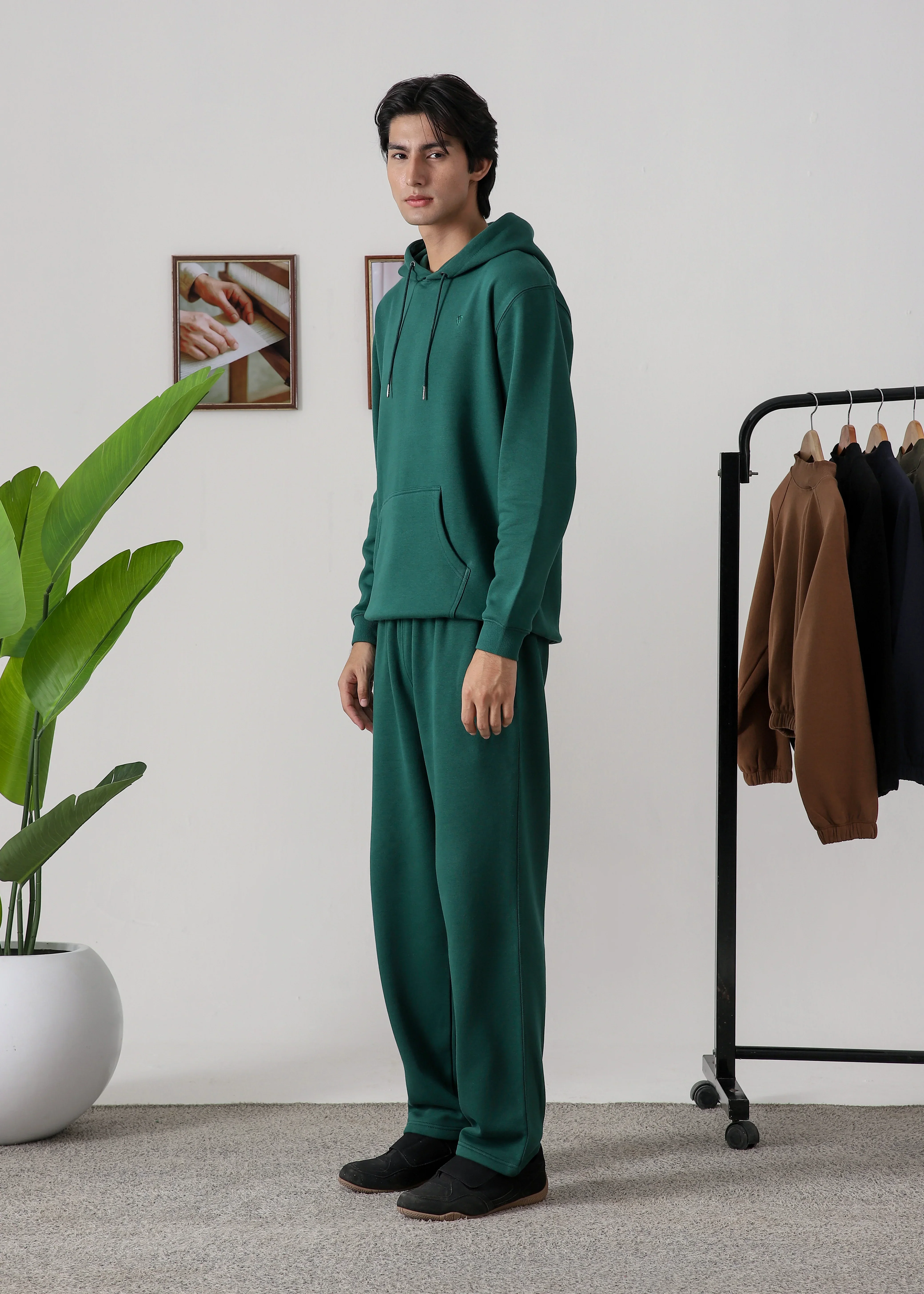 PURE COMFORT COTTON FLEECE FOREST GREEN CORD-SET - Image 3