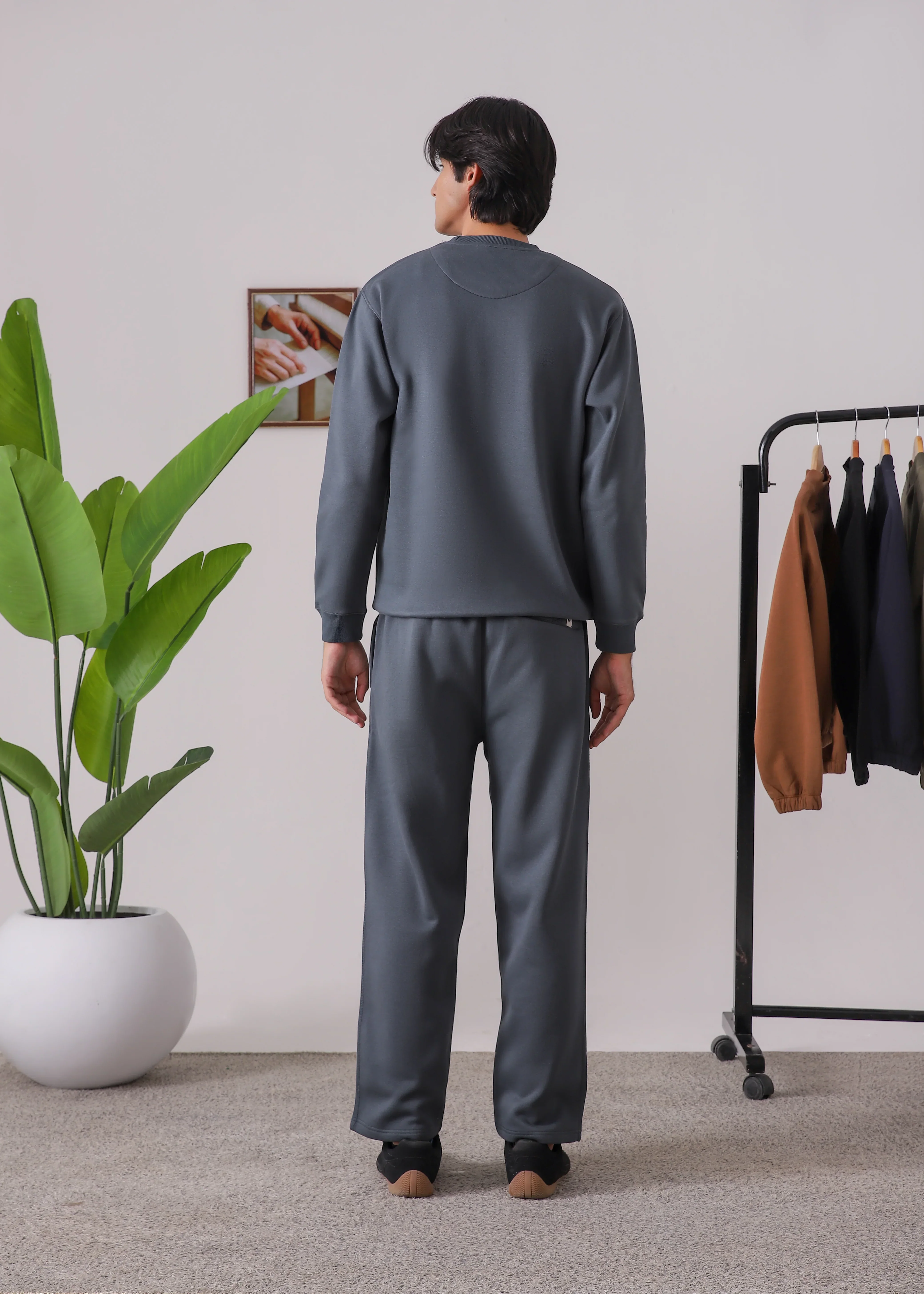 PURE COMFORT COTTON FLEECE SLATE GREY TRACKSUIT - Image 8