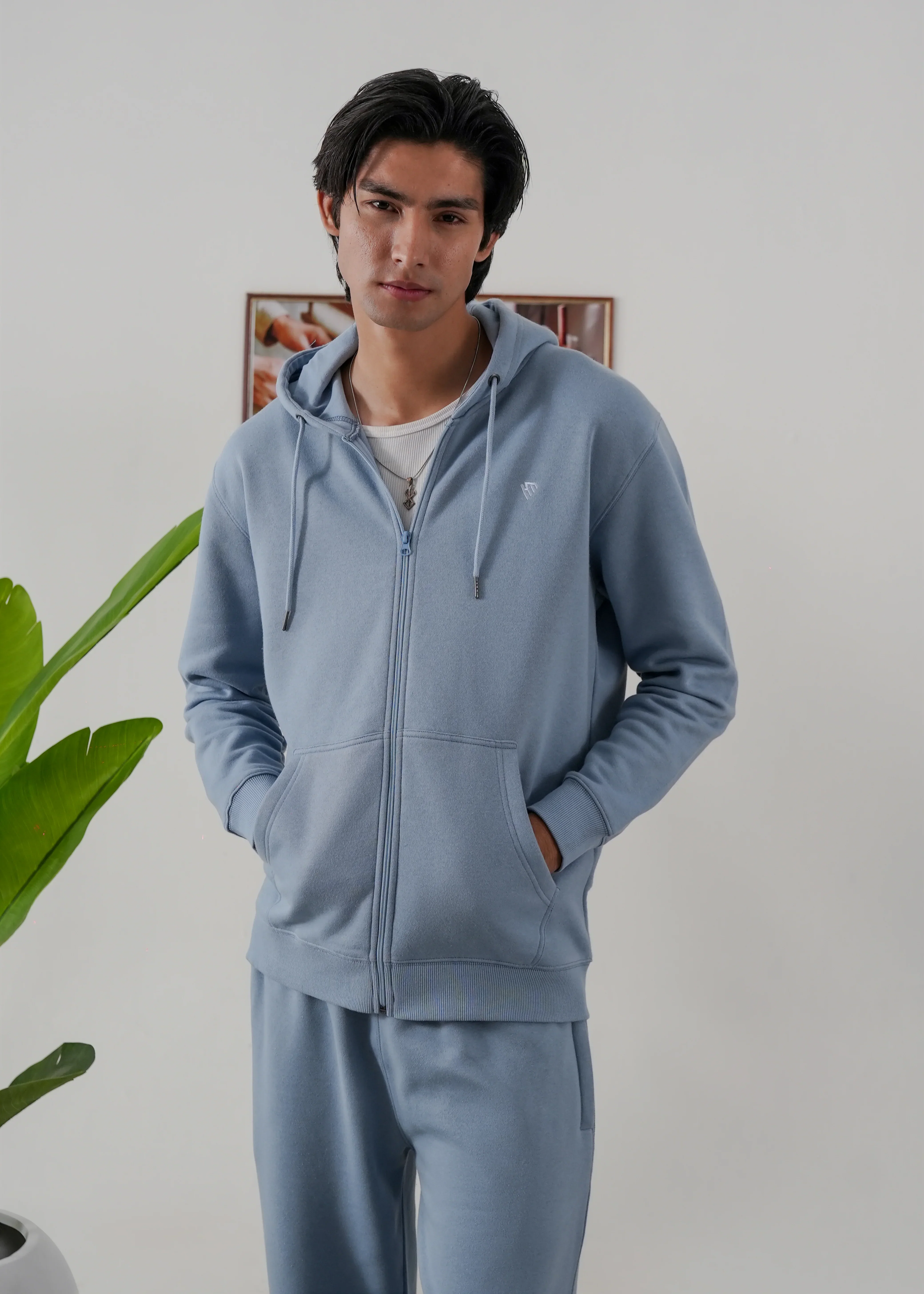 PURE COMFORT COTTON FLEECE STEEL BLUE CORD-SET - Image 2