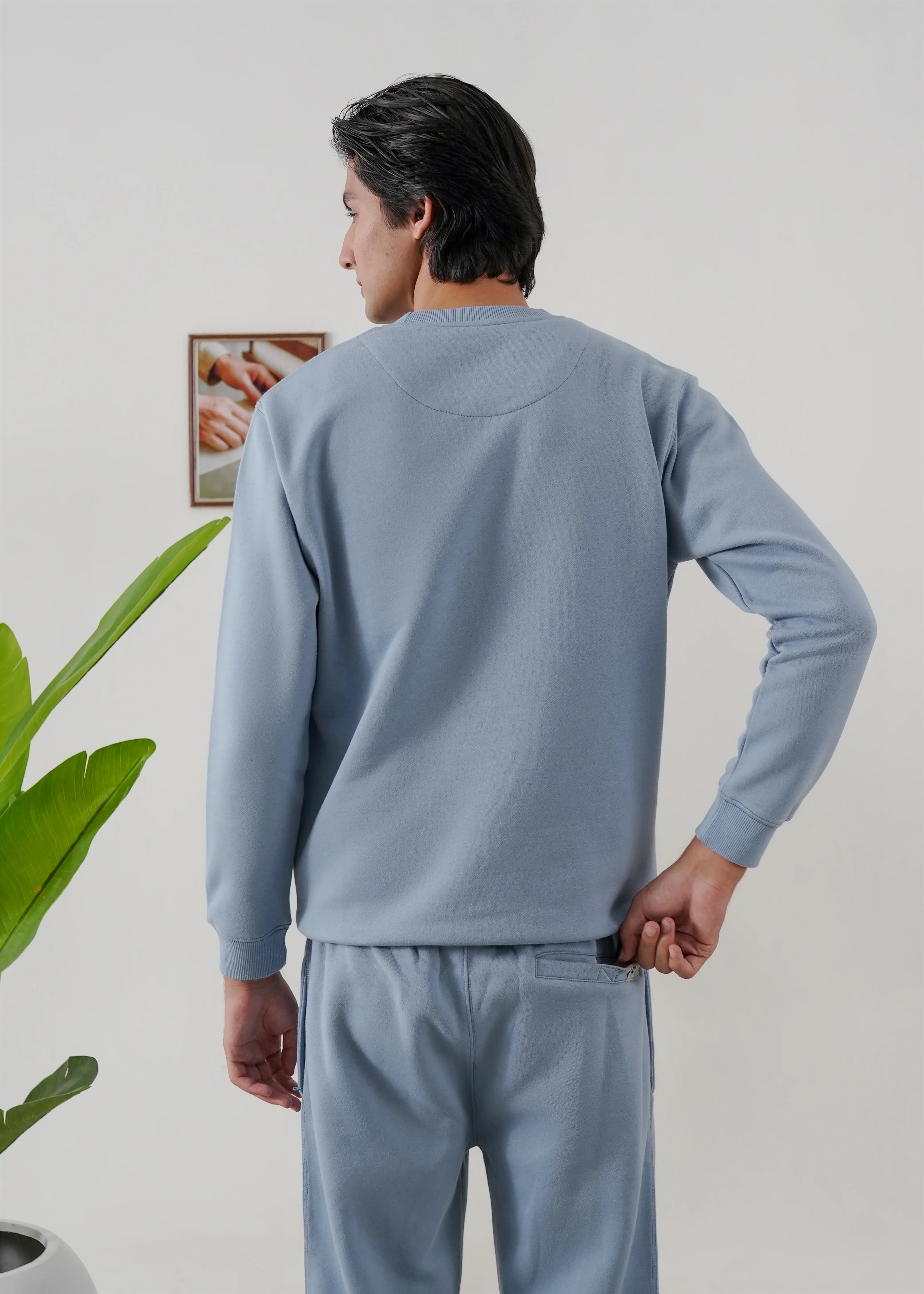PURE COMFORT COTTON FLEECE STEEL BLUE TRACKSUIT - Image 5