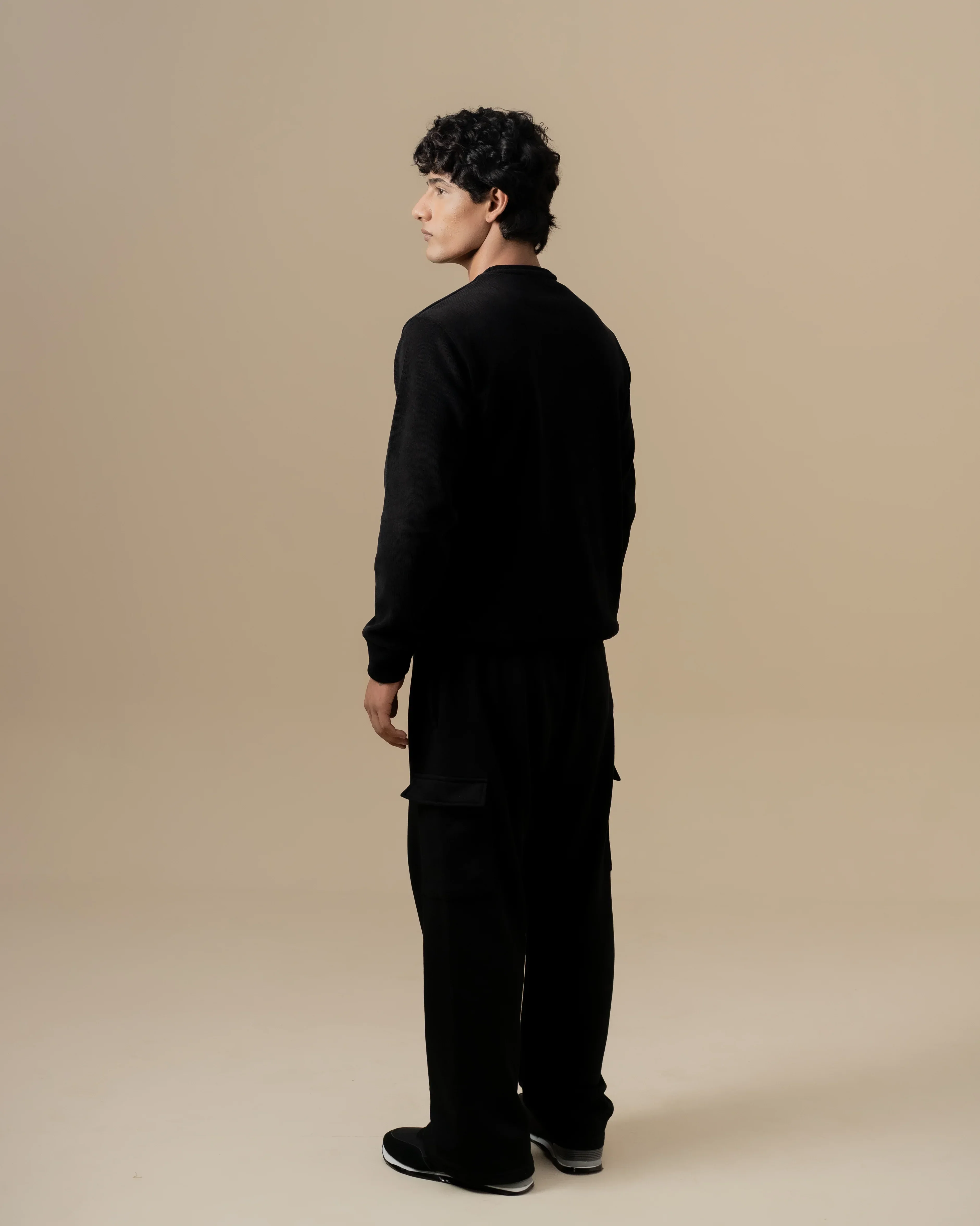 WAFFLE KNIT SWEATER BLACK - Image 4