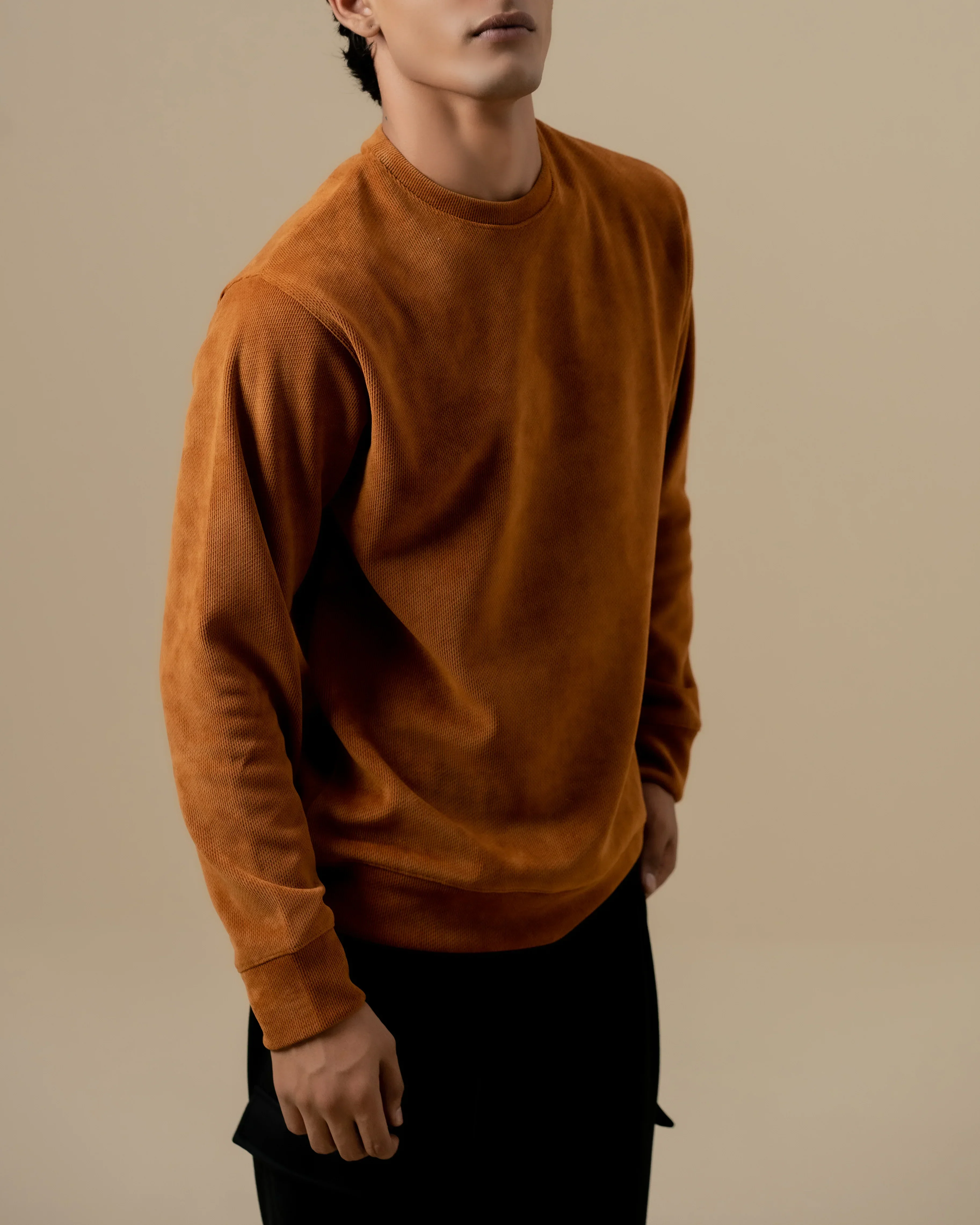 WAFFLE KNIT SWEATER BROWN - Image 3