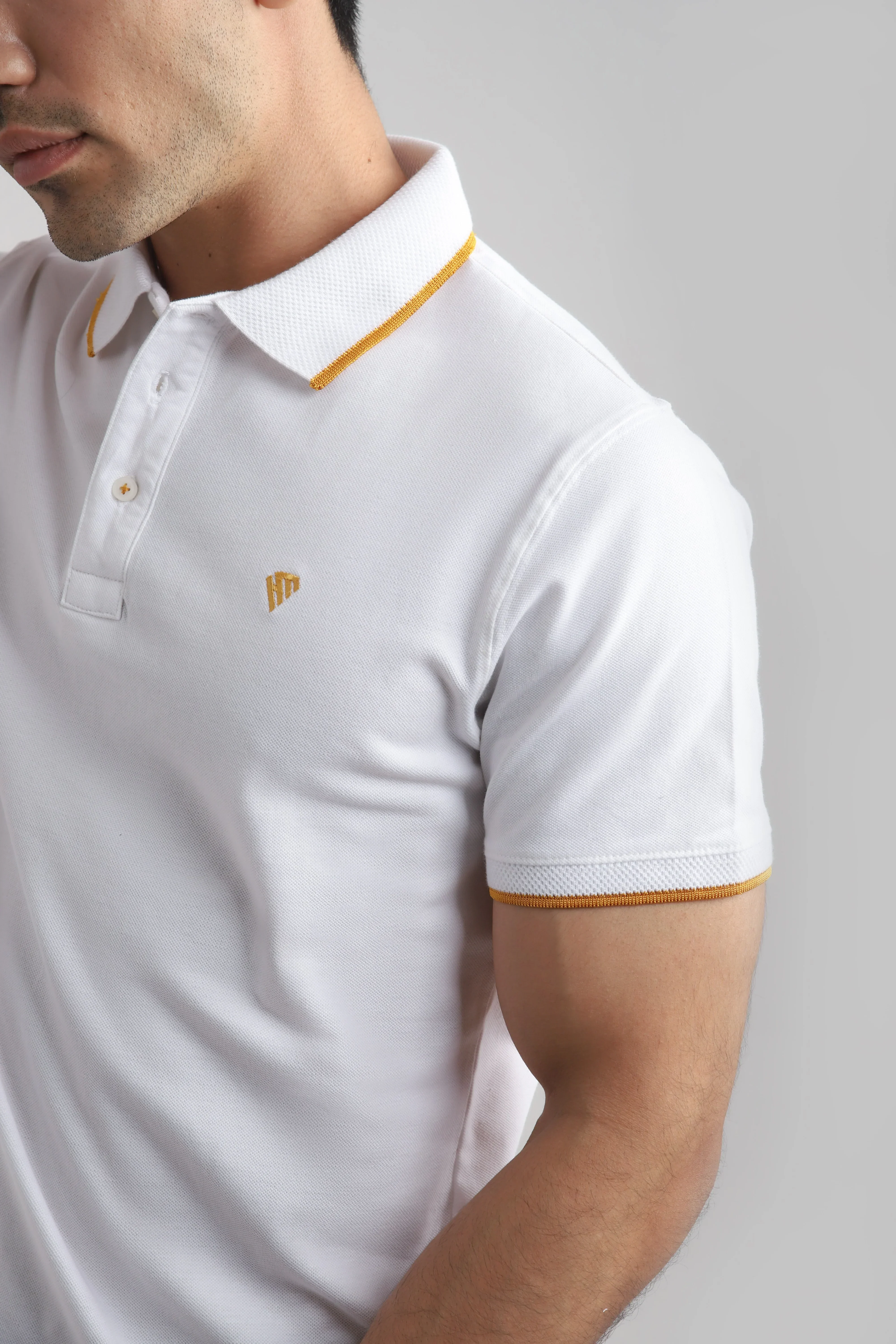 WHITE JACQUARD COLLAR POLO - Image 3