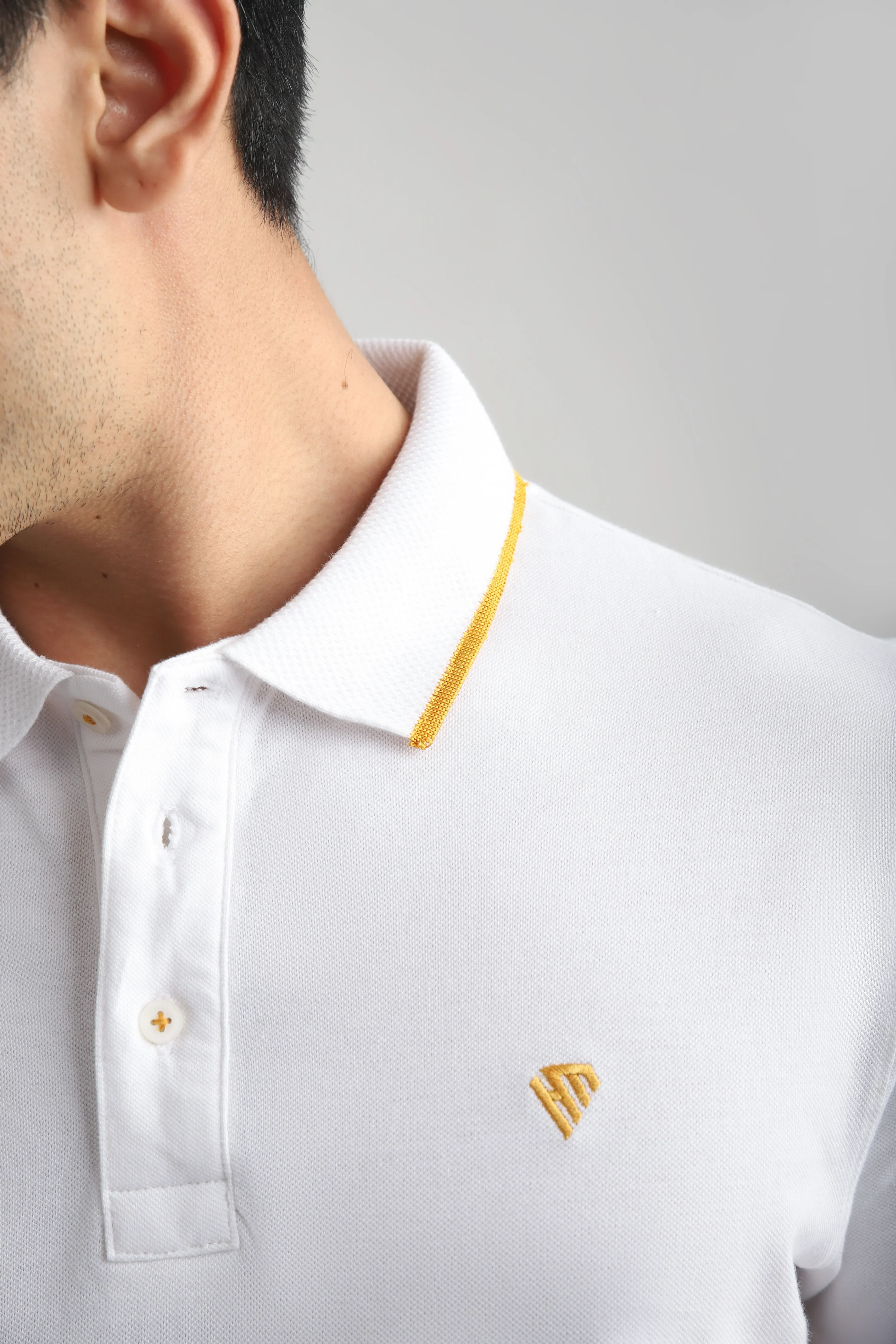 WHITE JACQUARD COLLAR POLO - Image 4