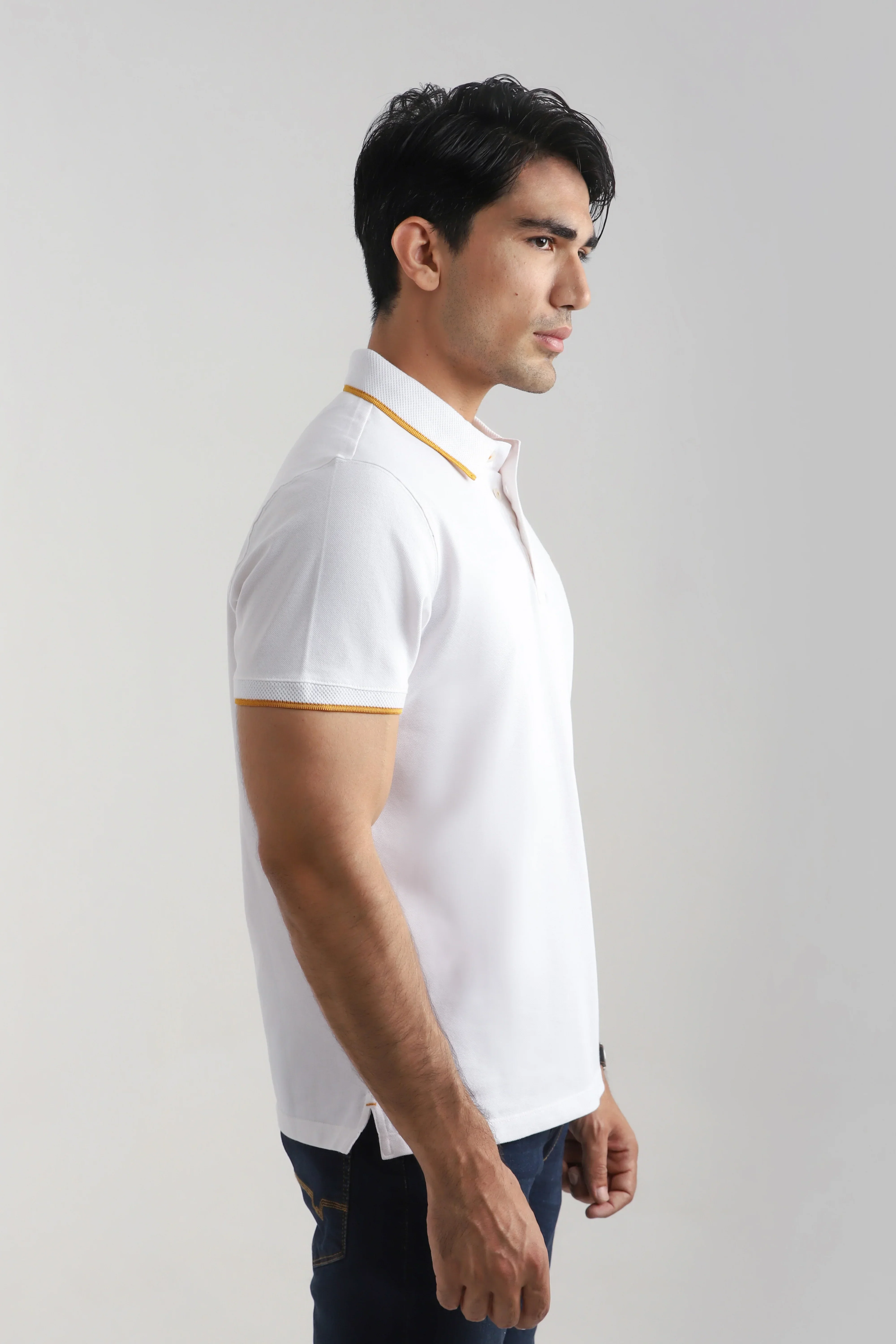 WHITE JACQUARD COLLAR POLO - Image 5
