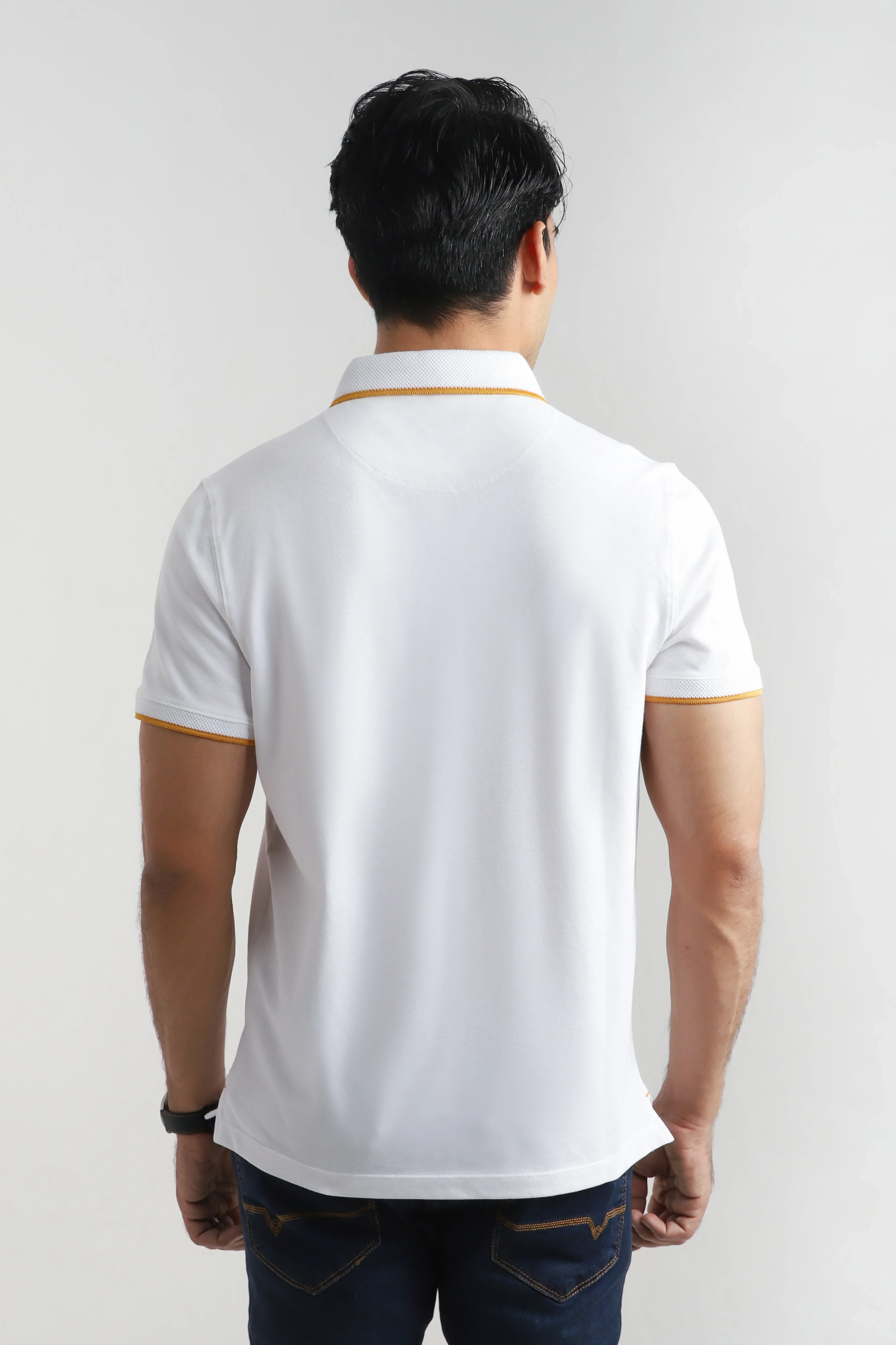 WHITE JACQUARD COLLAR POLO - Image 6