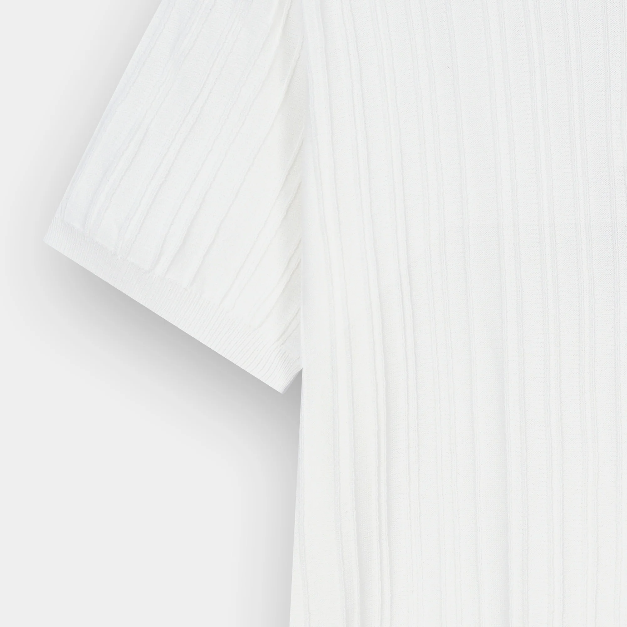 WHITE DROP NEEDLE KNIT POLO - Image 3