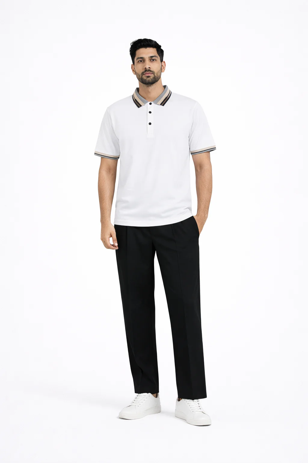 WHITE MONARCH COLLAR POLO