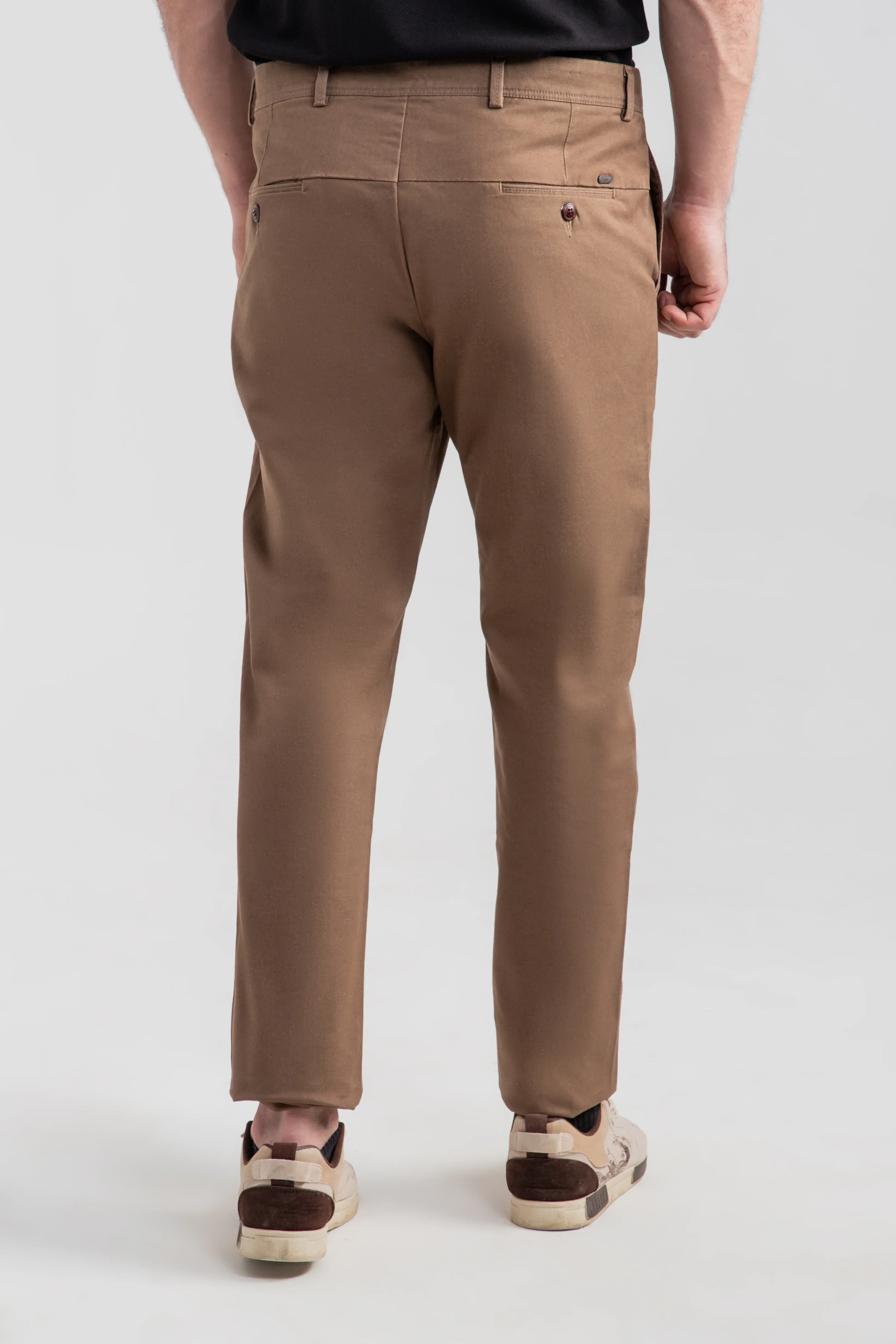BROWN STRETCH CHINO PANTS - Image 3