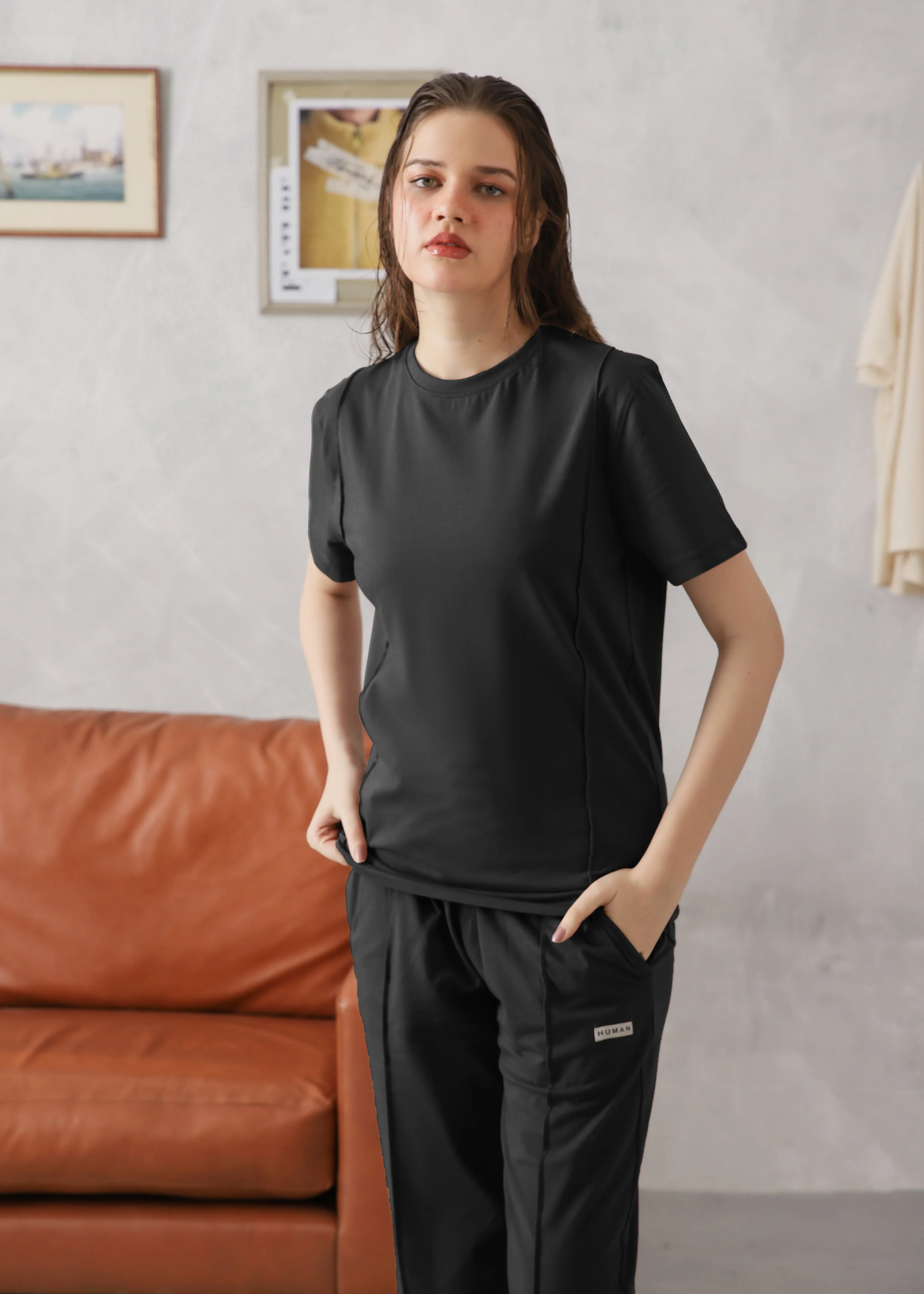 WOMEN BLACK PINTUCK TRACKSUIT - Image 2