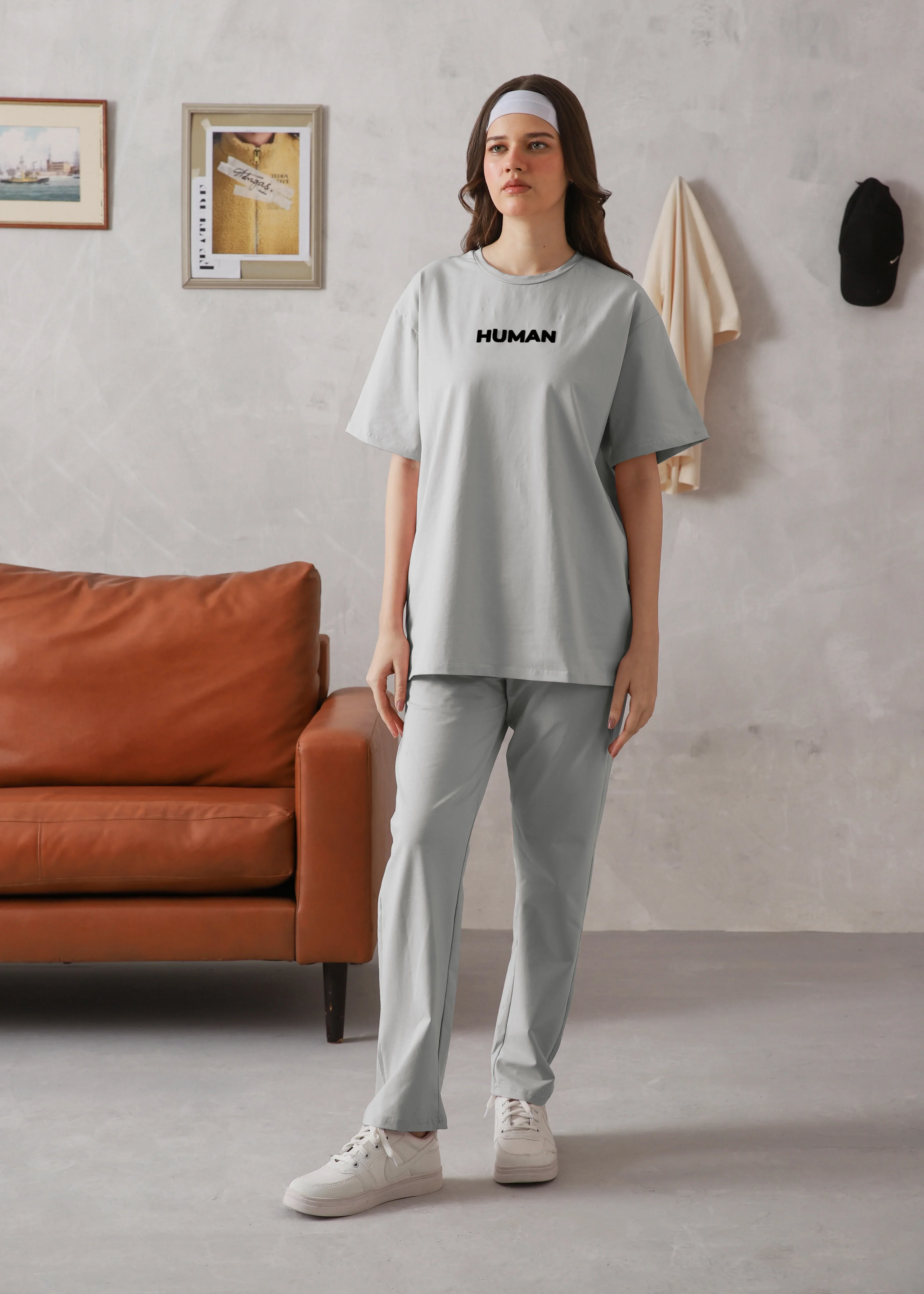 WOMEN DOVE GREY COTTON LYCRA TRACKSUIT