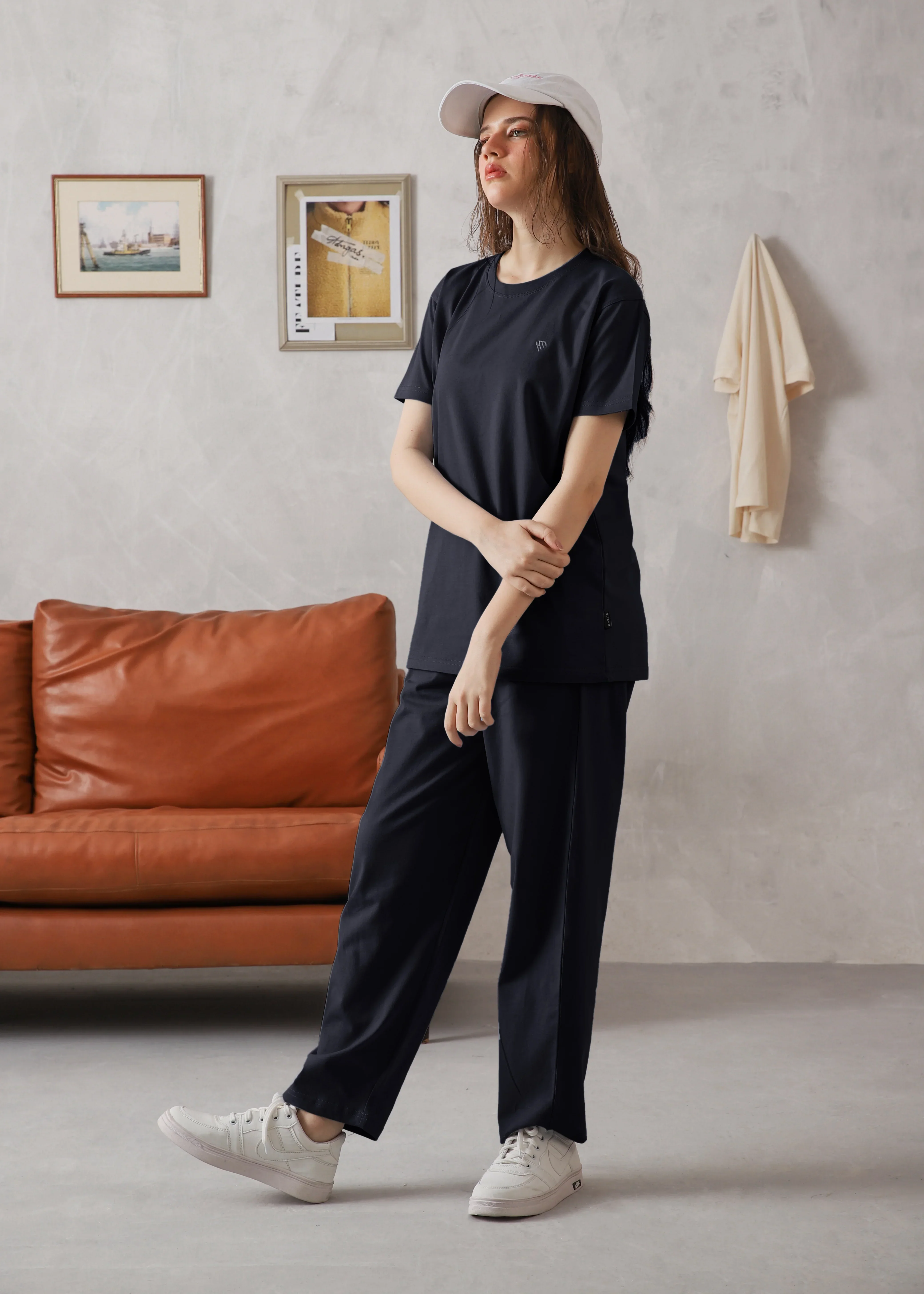 WOMEN ELITE COMFORT-100% COTTON NAVY BLUE TRACKSUIT - Image 4