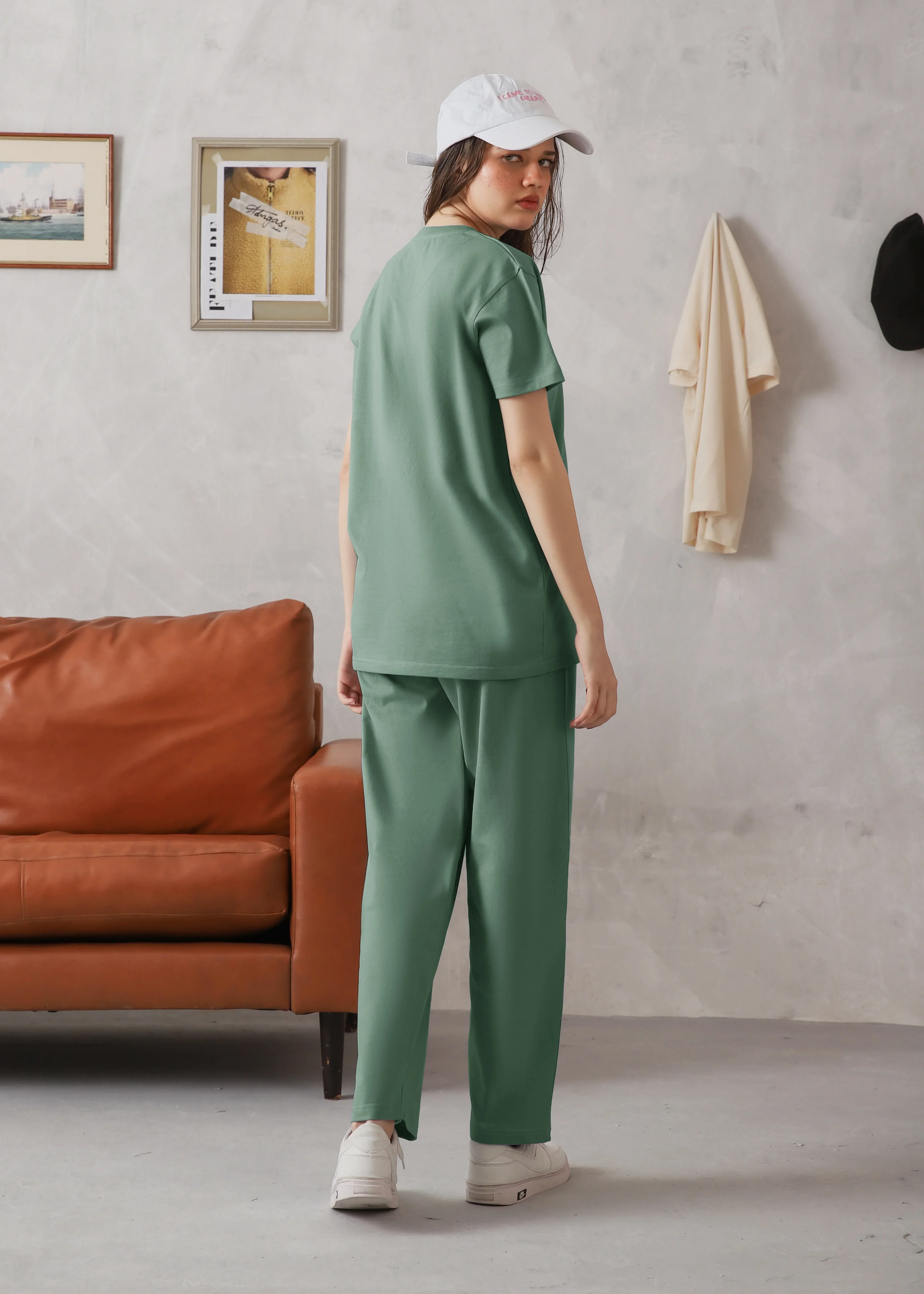 WOMEN ELITE COMFORT-100% COTTON SEA GREEN TRACKSUIT - Image 5
