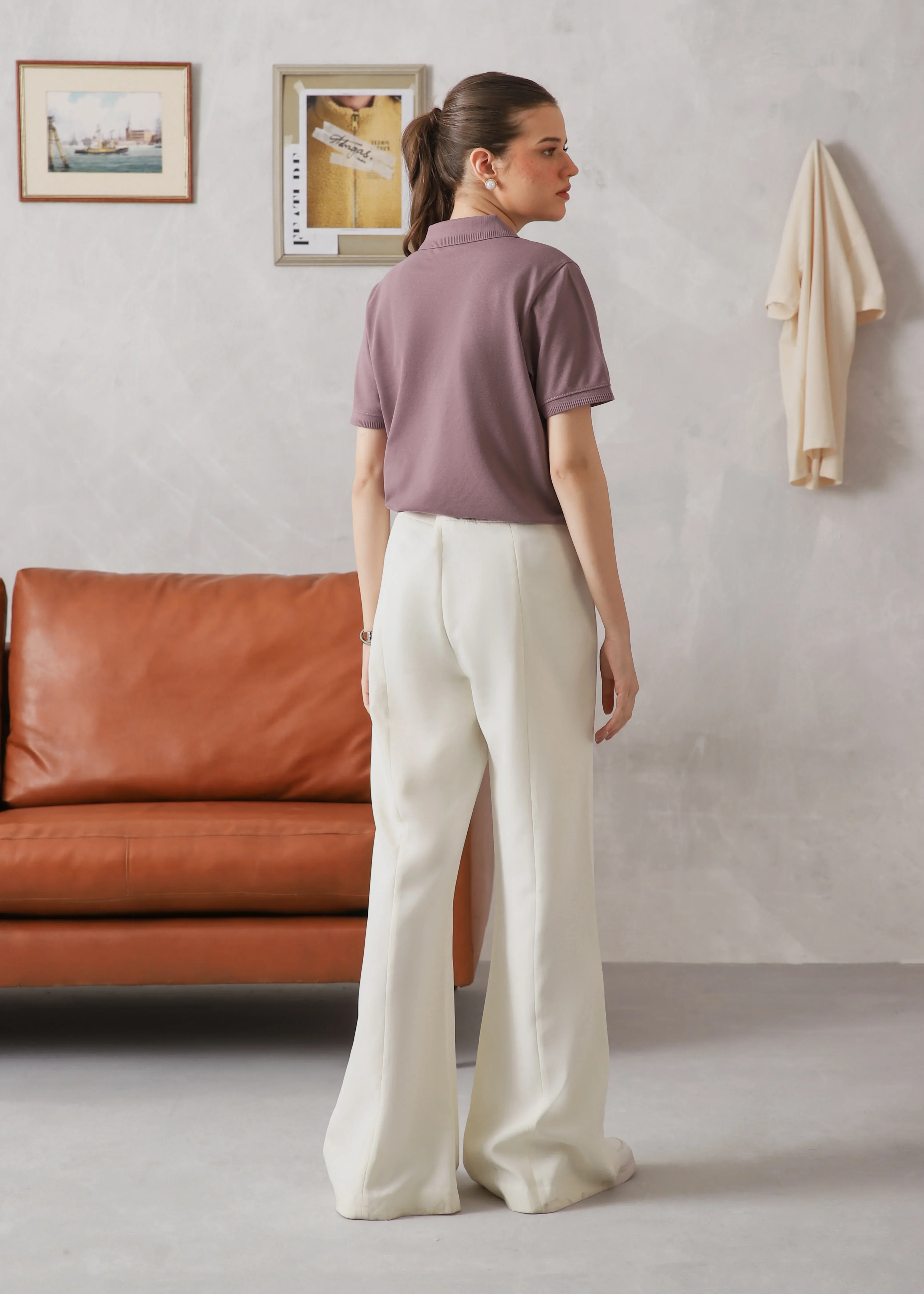 WOMEN MAUVE BASIC POLO - Image 5