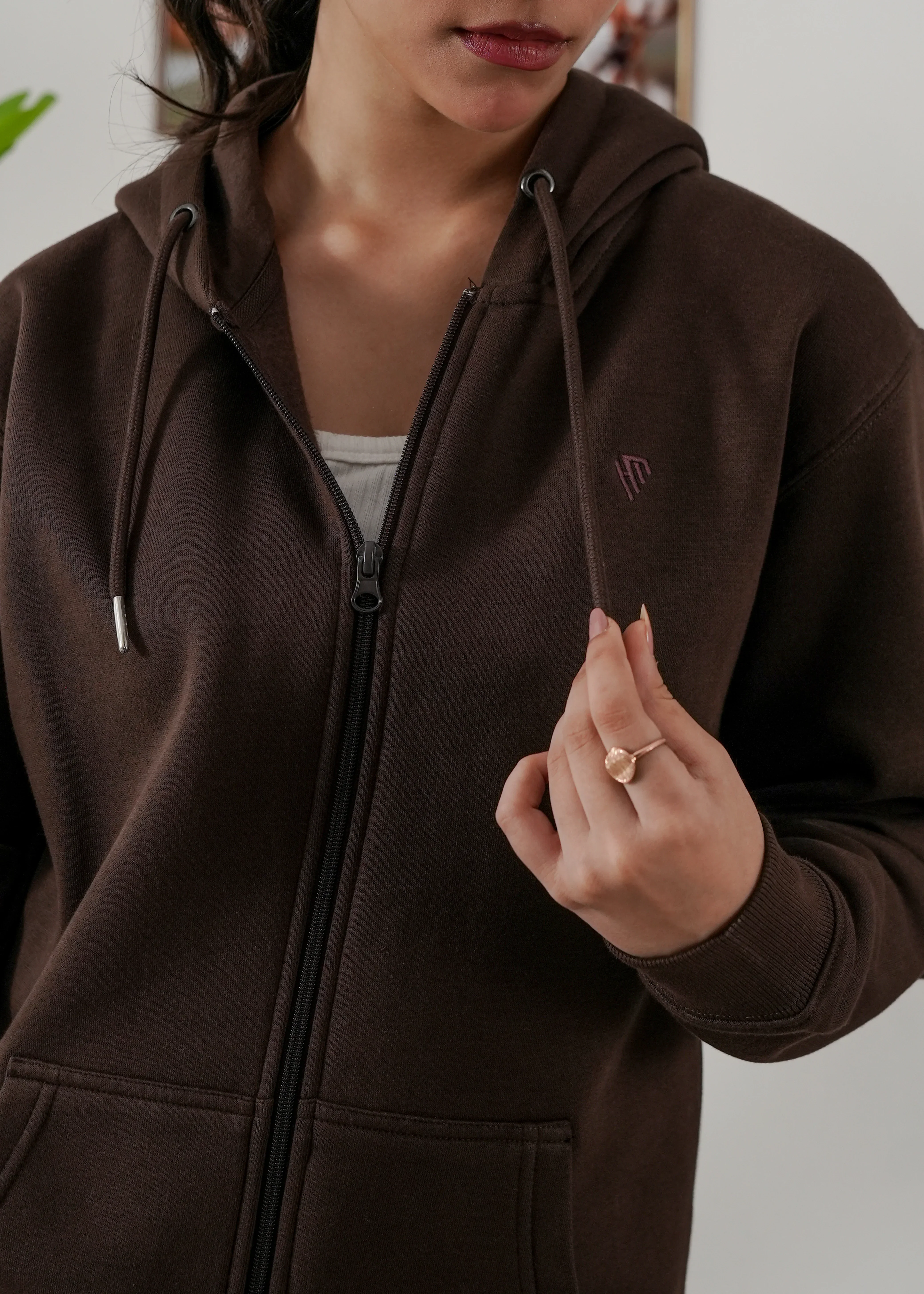 WOMEN PURE COMFORT COTTON FLEECE CHOCOLATE BROWN CORD-SET - Image 5