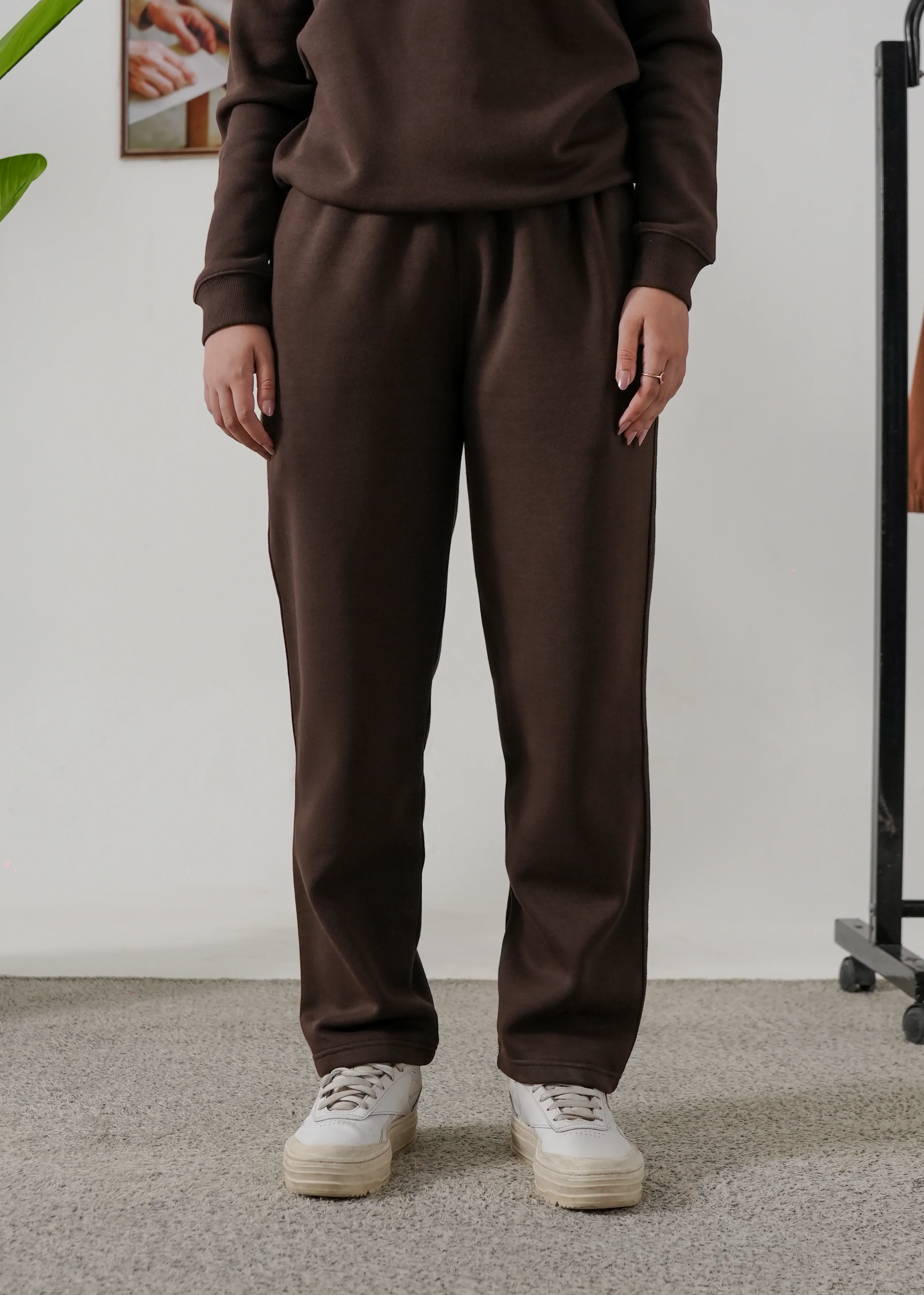 WOMEN PURE COMFORT COTTON FLEECE CHOCOLATE BROWN TRACKSUIT - Image 5