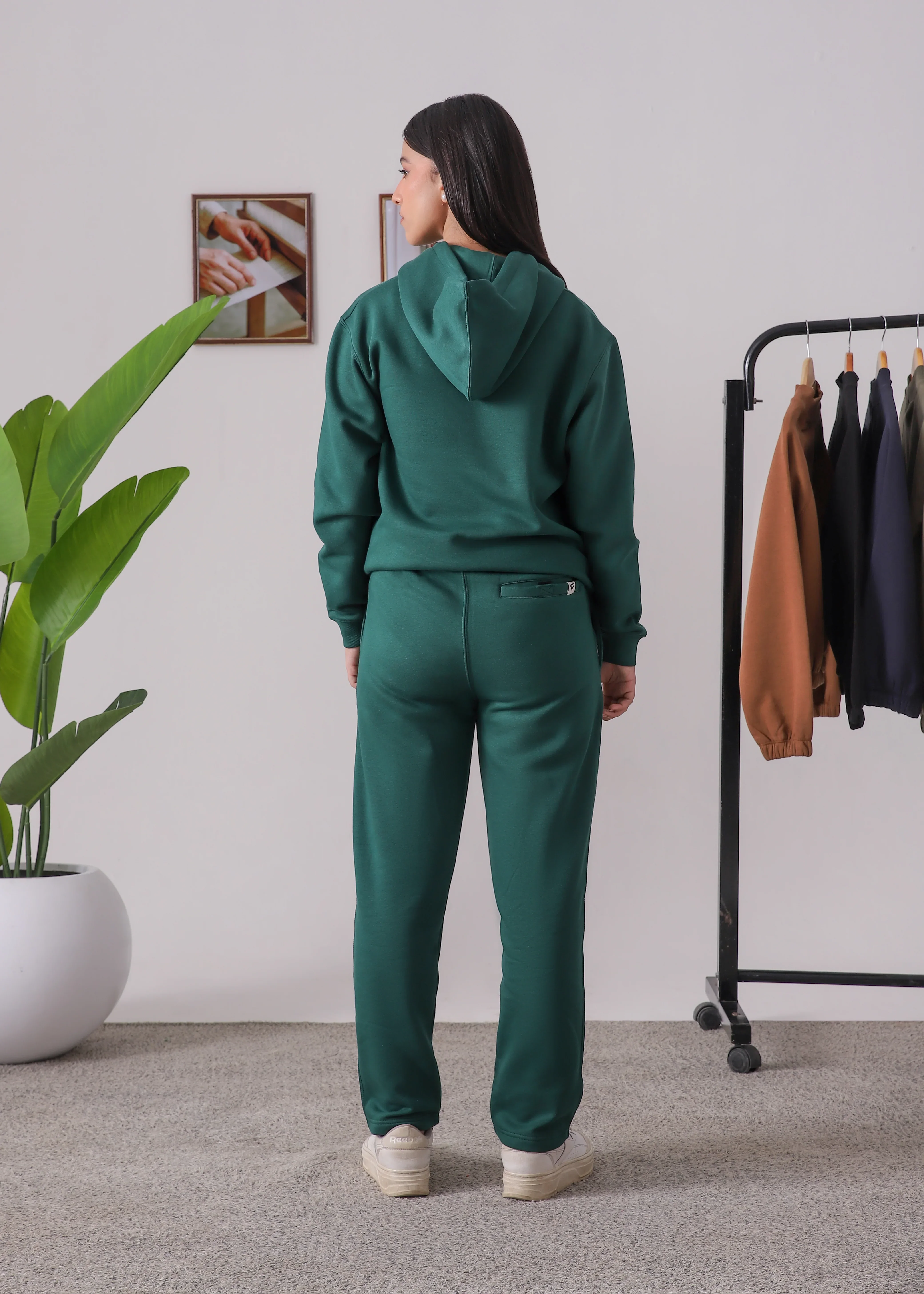 WOMEN PURE COMFORT COTTON FLEECE FOREST GREEN CORD-SET - Image 4