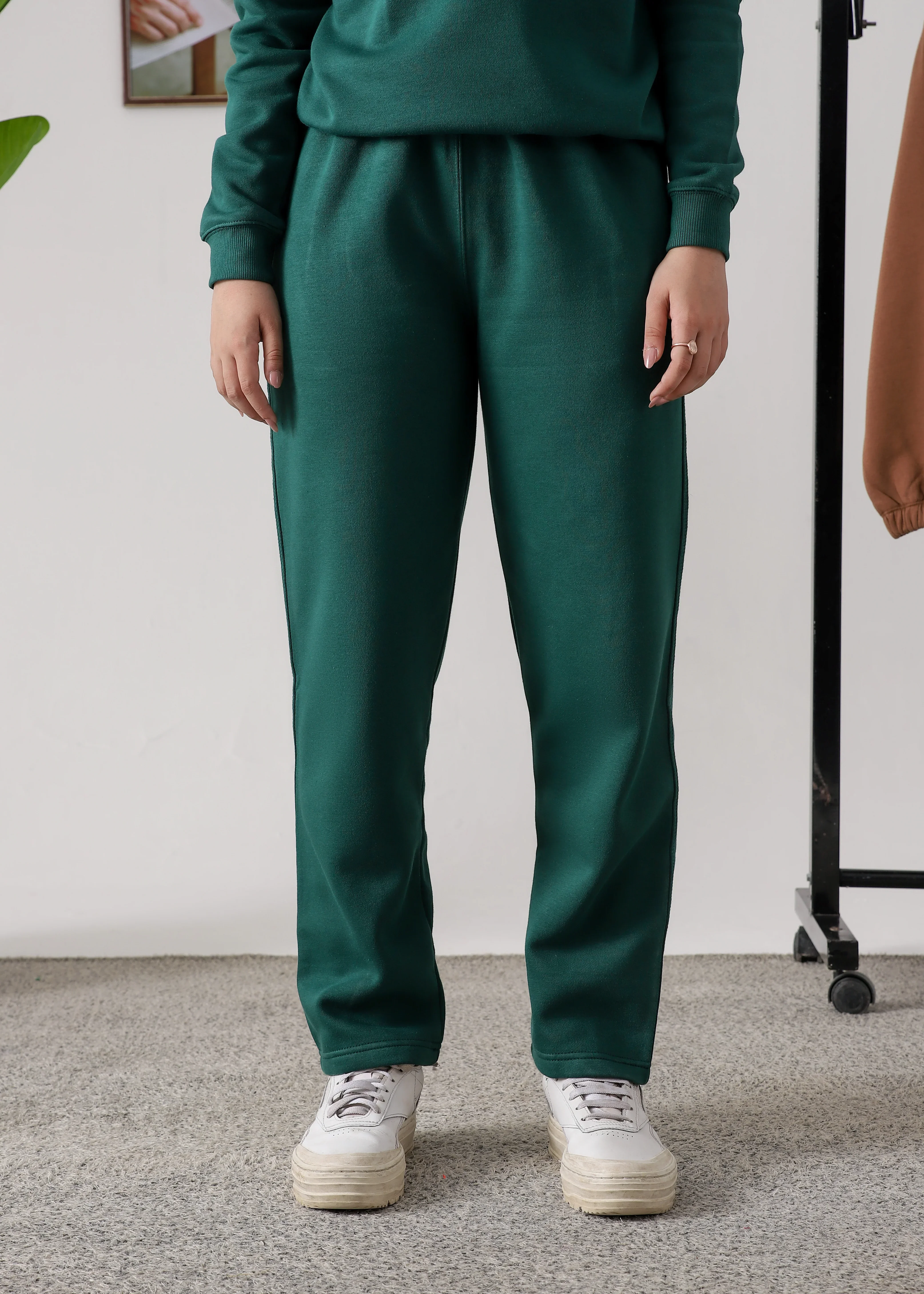 WOMEN PURE COMFORT COTTON FLEECE FOREST GREEN TRACKSUIT - Image 4