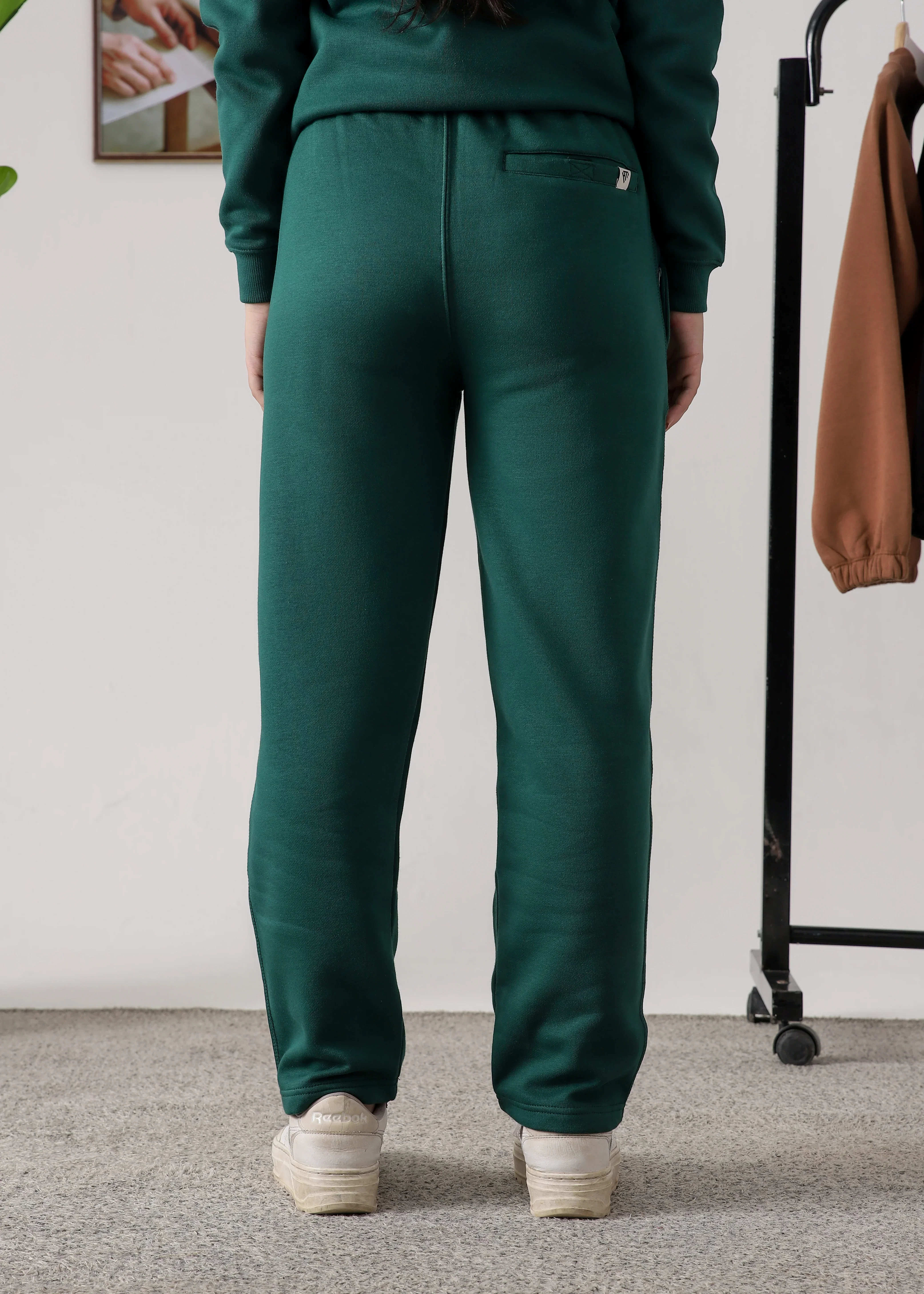 WOMEN PURE COMFORT COTTON FLEECE FOREST GREEN TRACKSUIT - Image 7