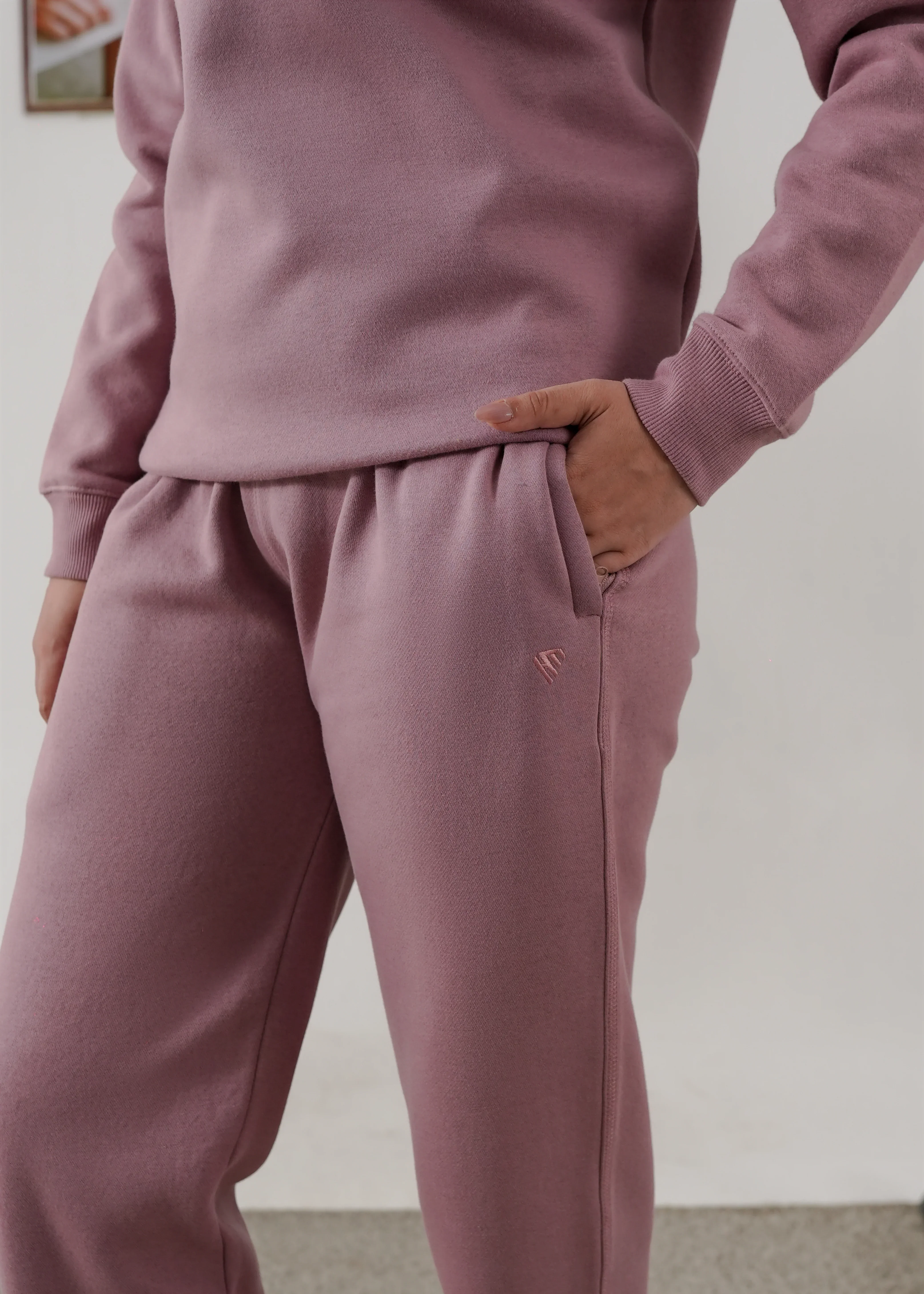 WOMEN PURE COMFORT COTTON FLEECE MAUVE TRACKSUIT - Image 8