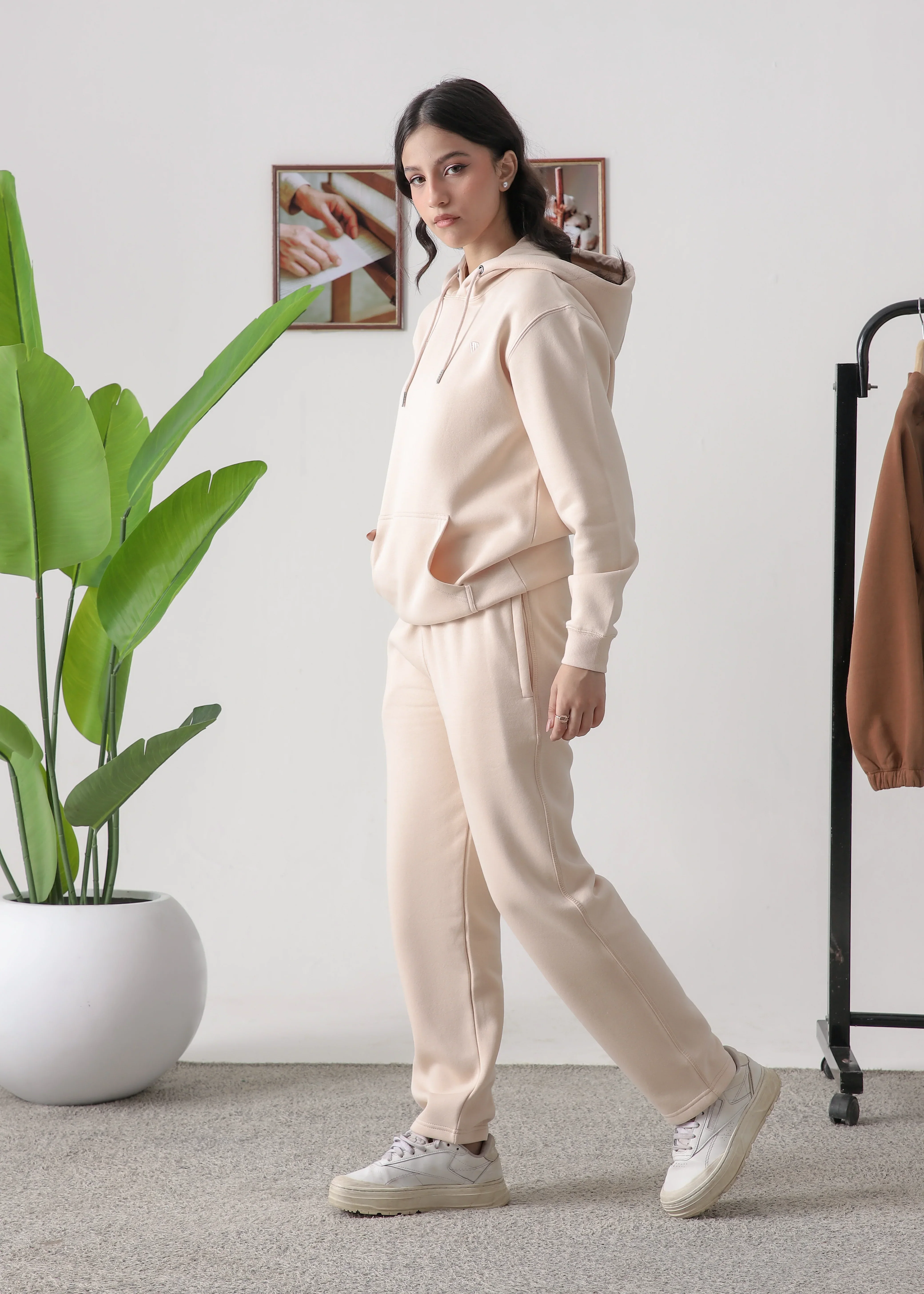 WOMEN PURE COMFORT COTTON FLEECE OFF WHITE CORD-SET - Image 2