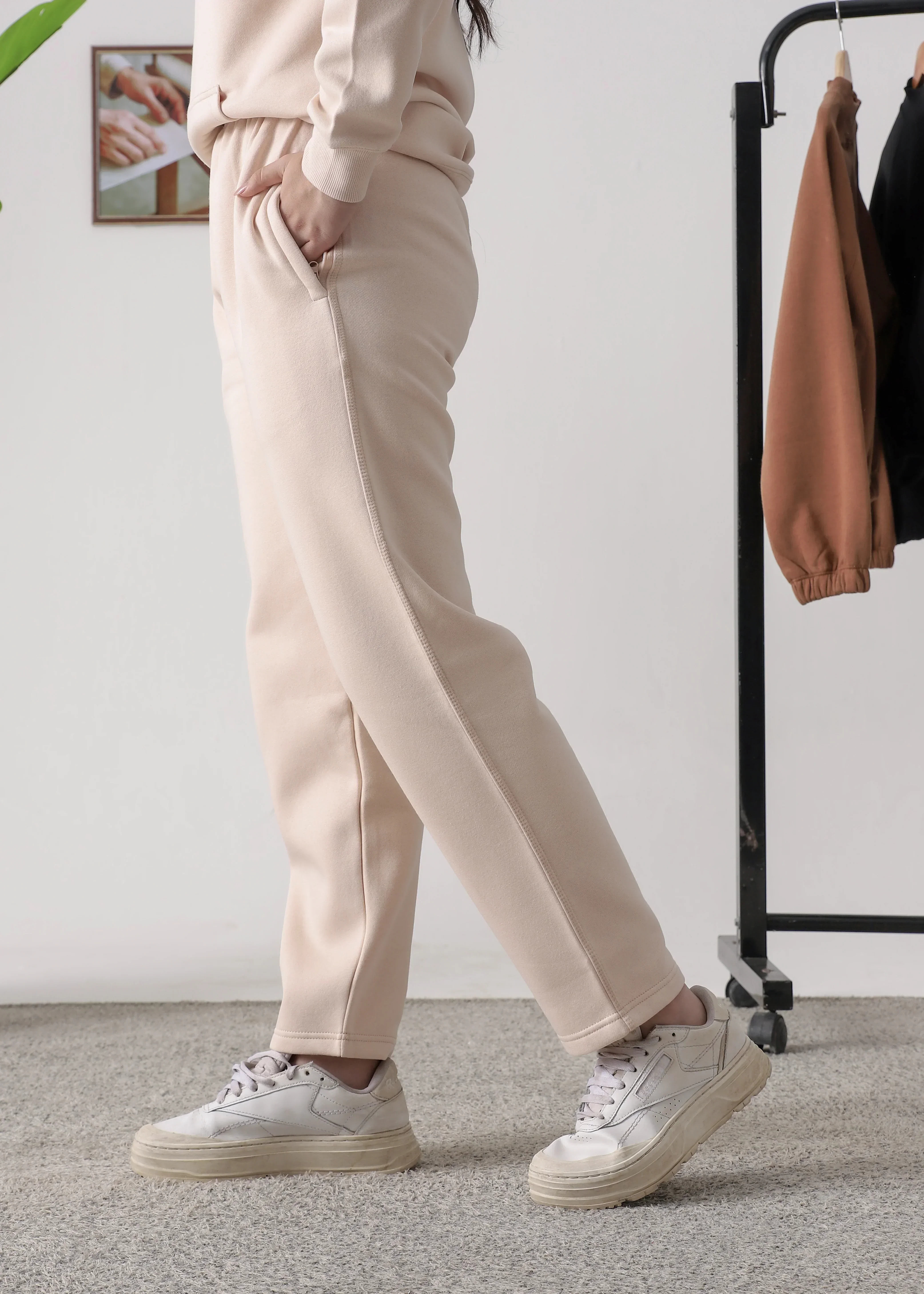 WOMEN PURE COMFORT COTTON FLEECE OFF WHITE CORD-SET - Image 4