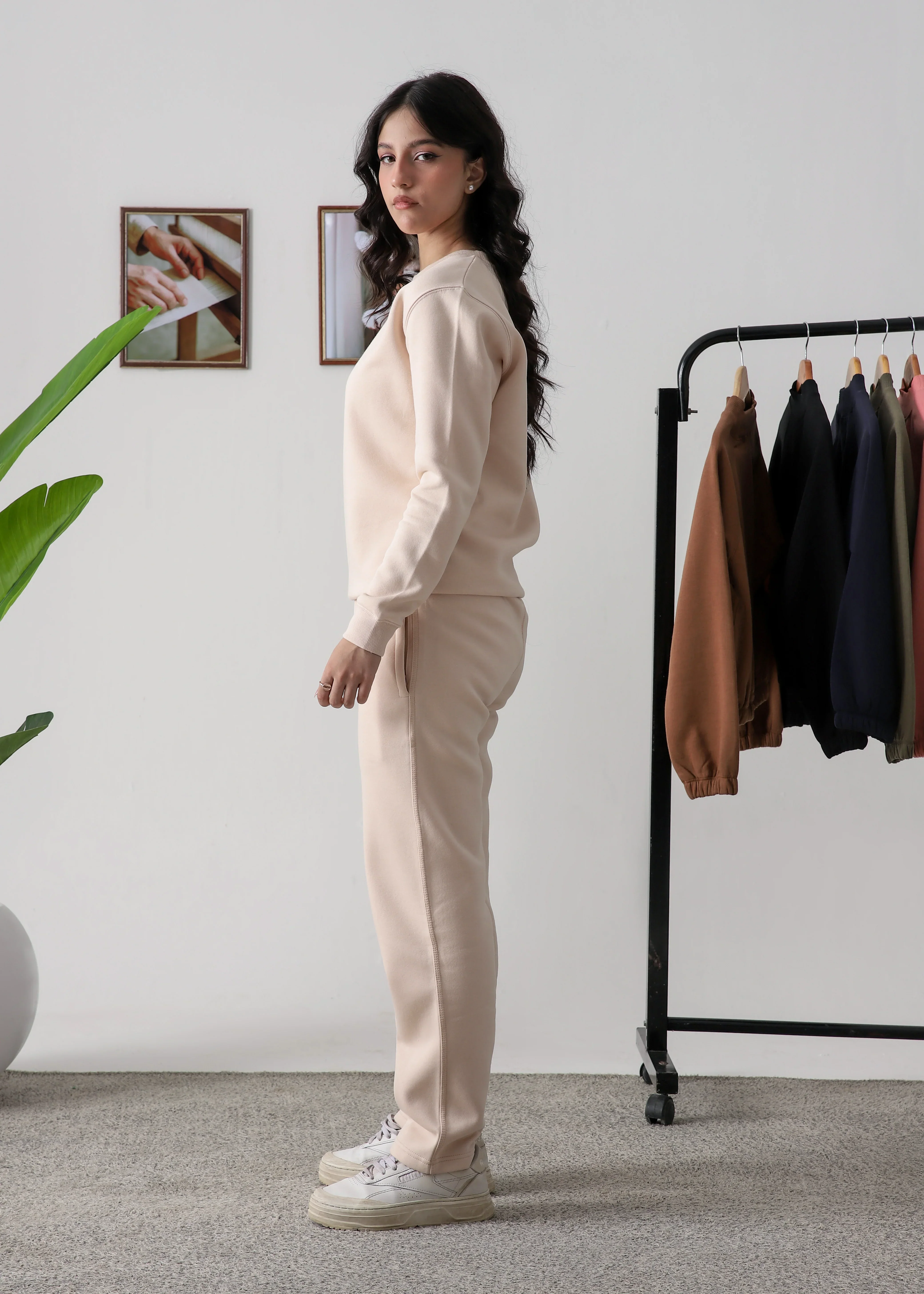 WOMEN PURE COMFORT COTTON FLEECE OFF WHITE TRACKSUIT - Image 3