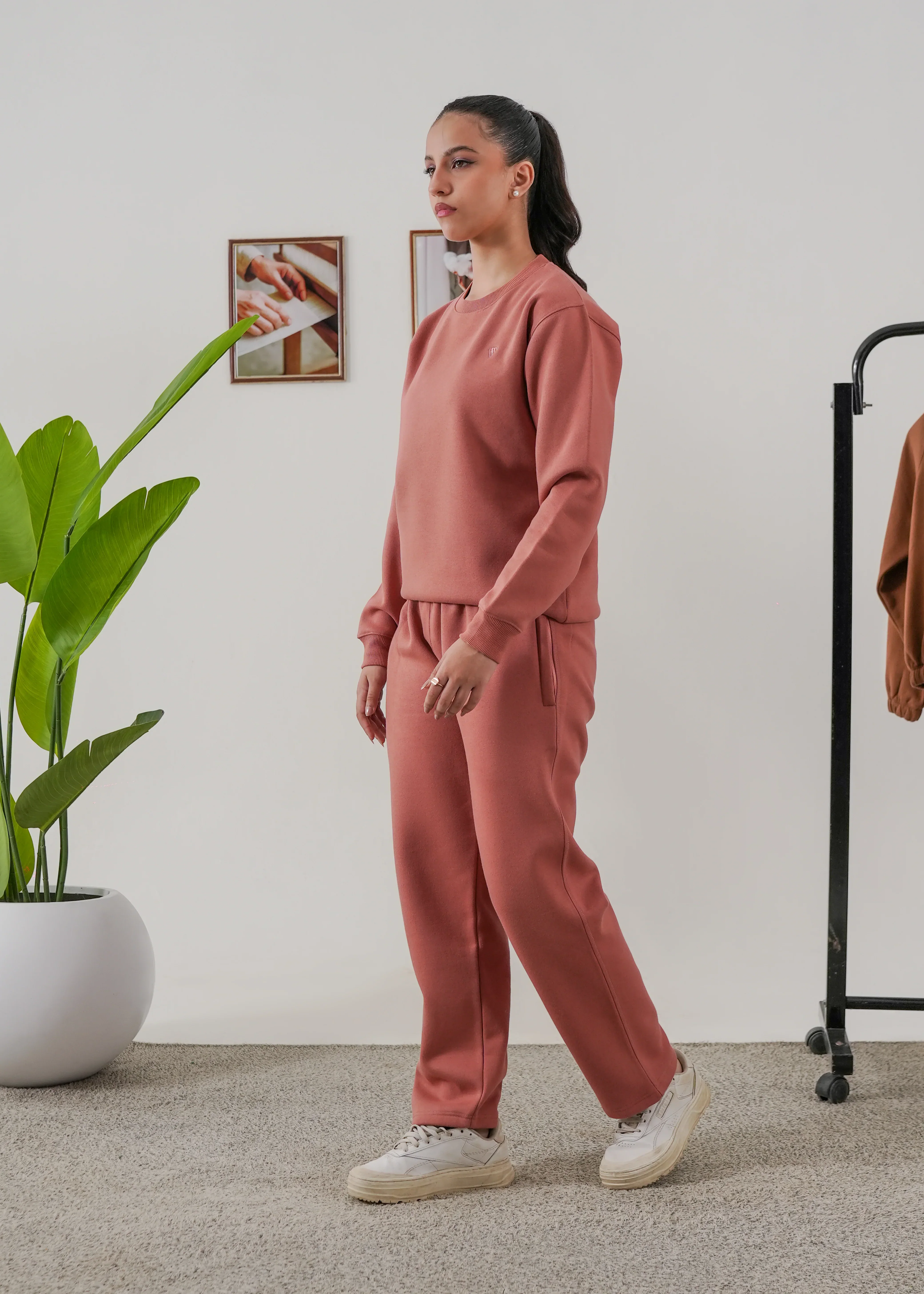 WOMEN PURE COMFORT COTTON FLEECE PEACH TRACKSUIT - Image 3