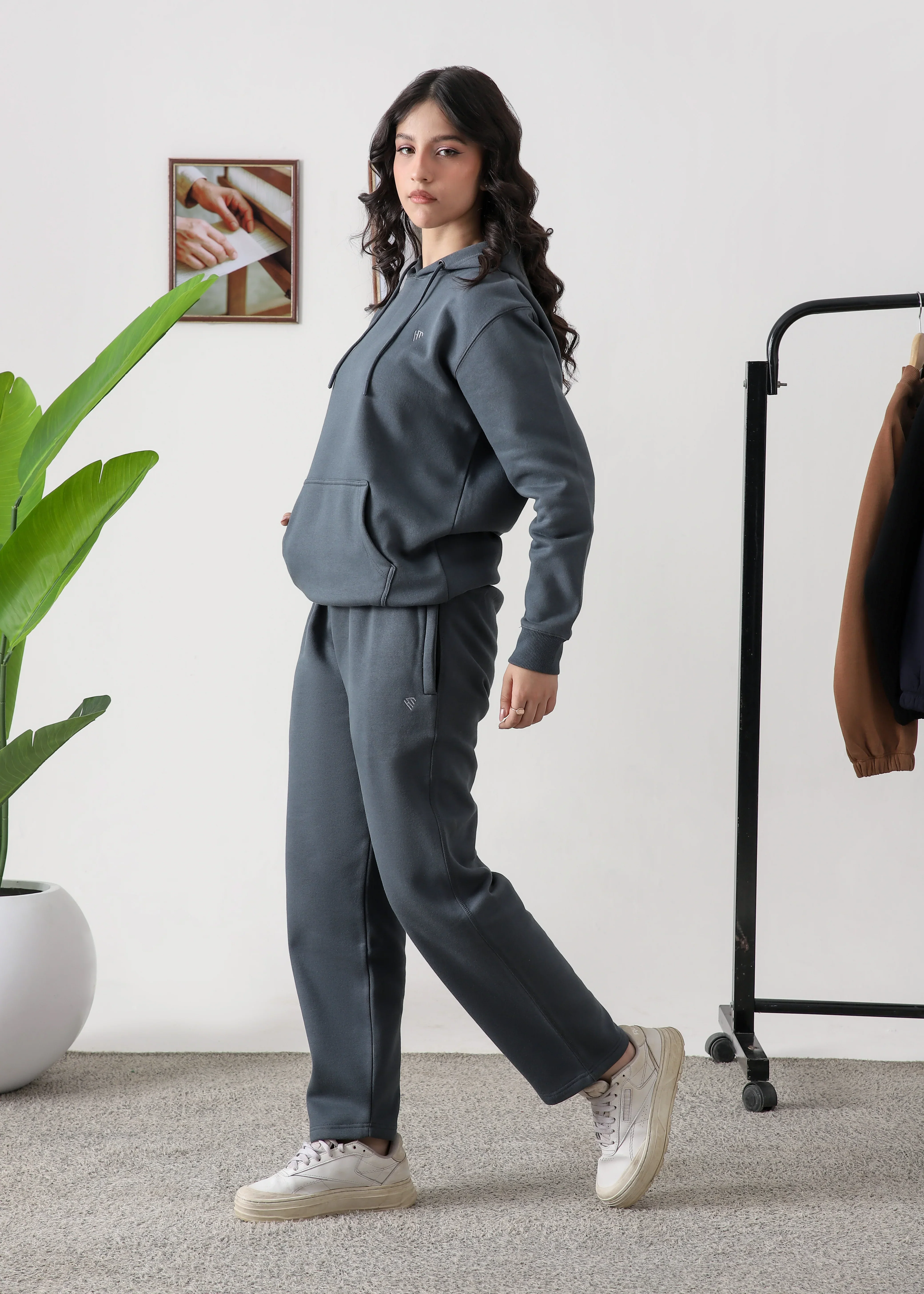 WOMEN PURE COMFORT COTTON FLEECE SLATE GREY CORD-SET - Image 3