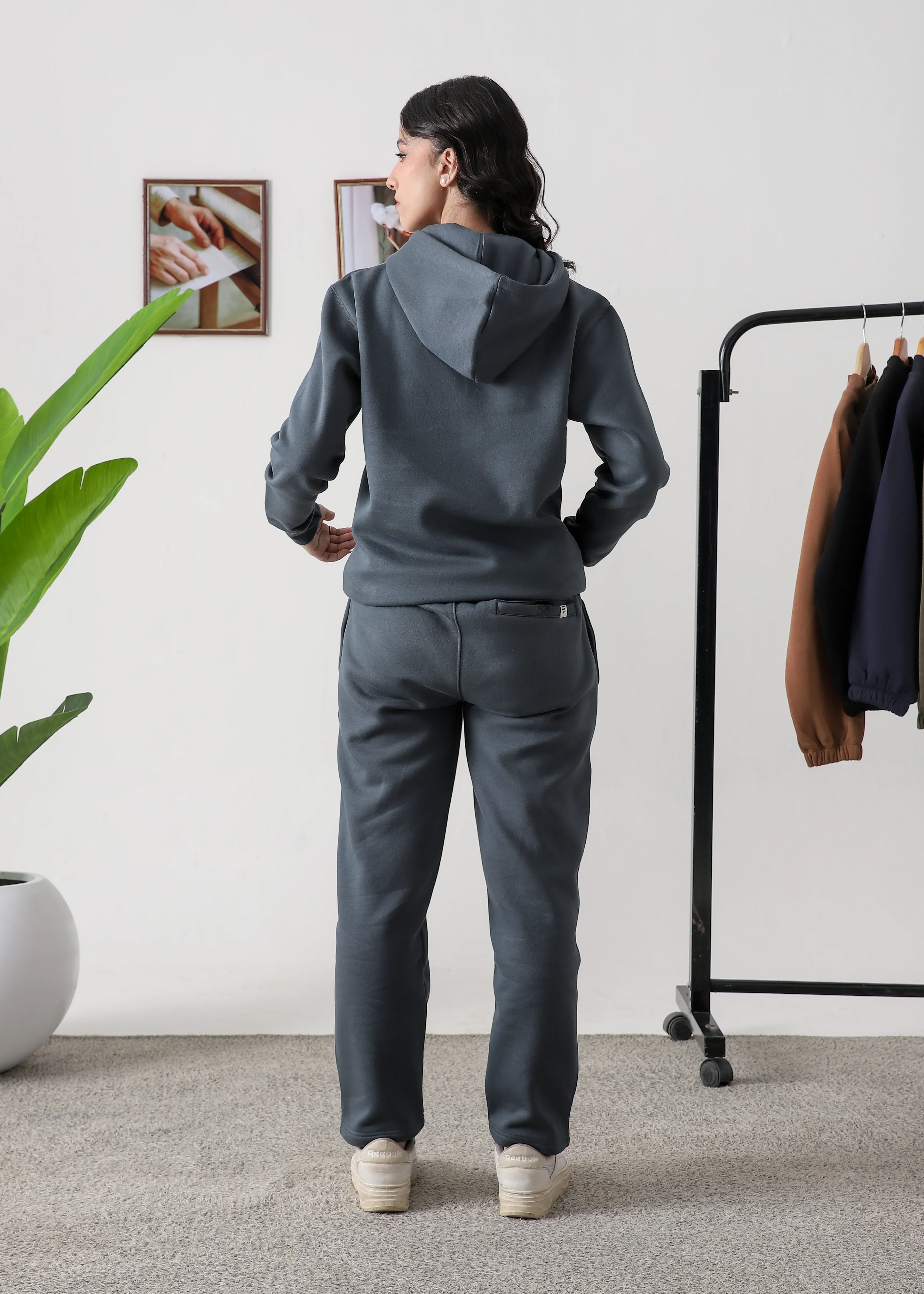 WOMEN PURE COMFORT COTTON FLEECE SLATE GREY CORD-SET - Image 4