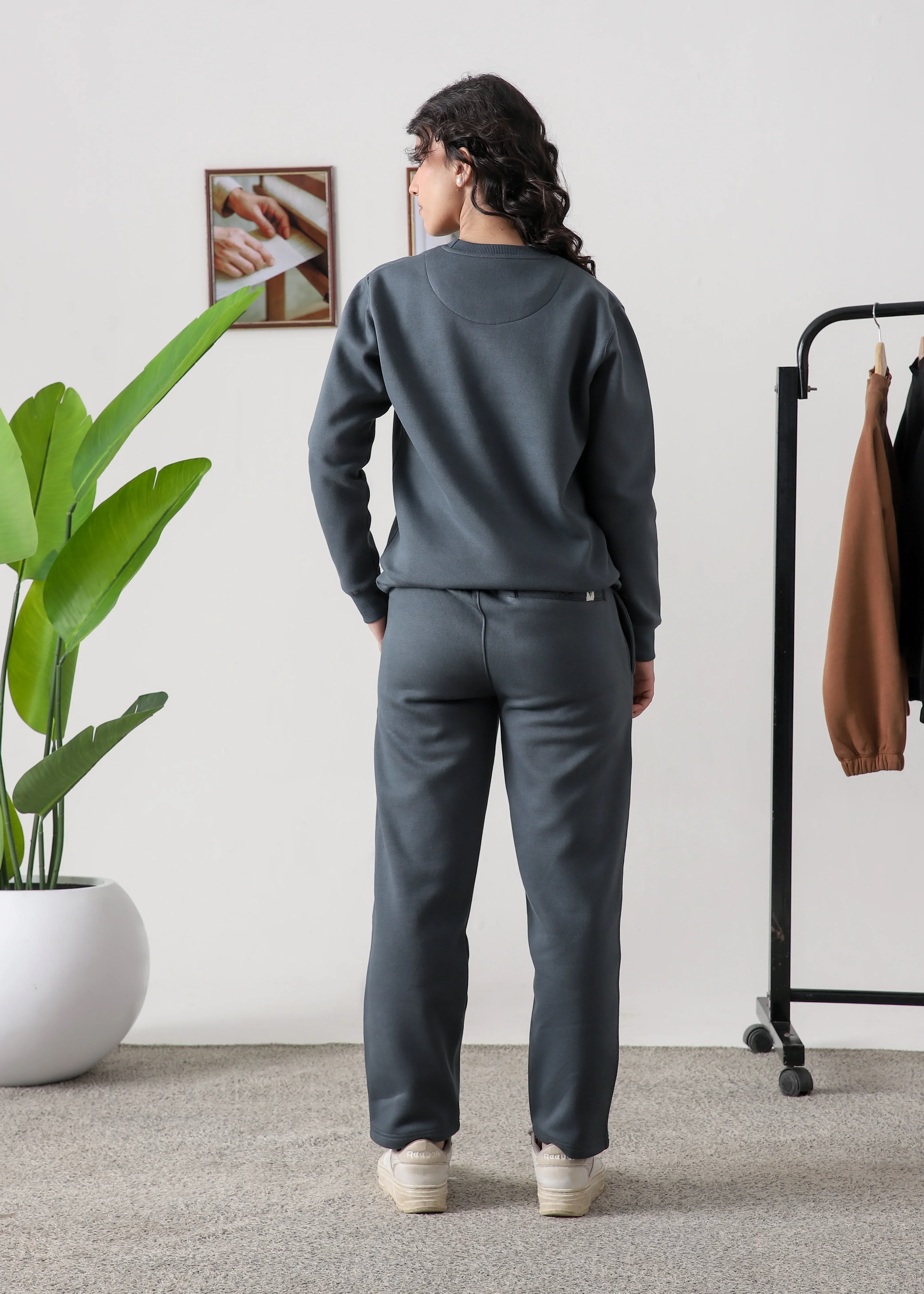 WOMEN PURE COMFORT COTTON FLEECE SLATE GREY TRACKSUIT - Image 7
