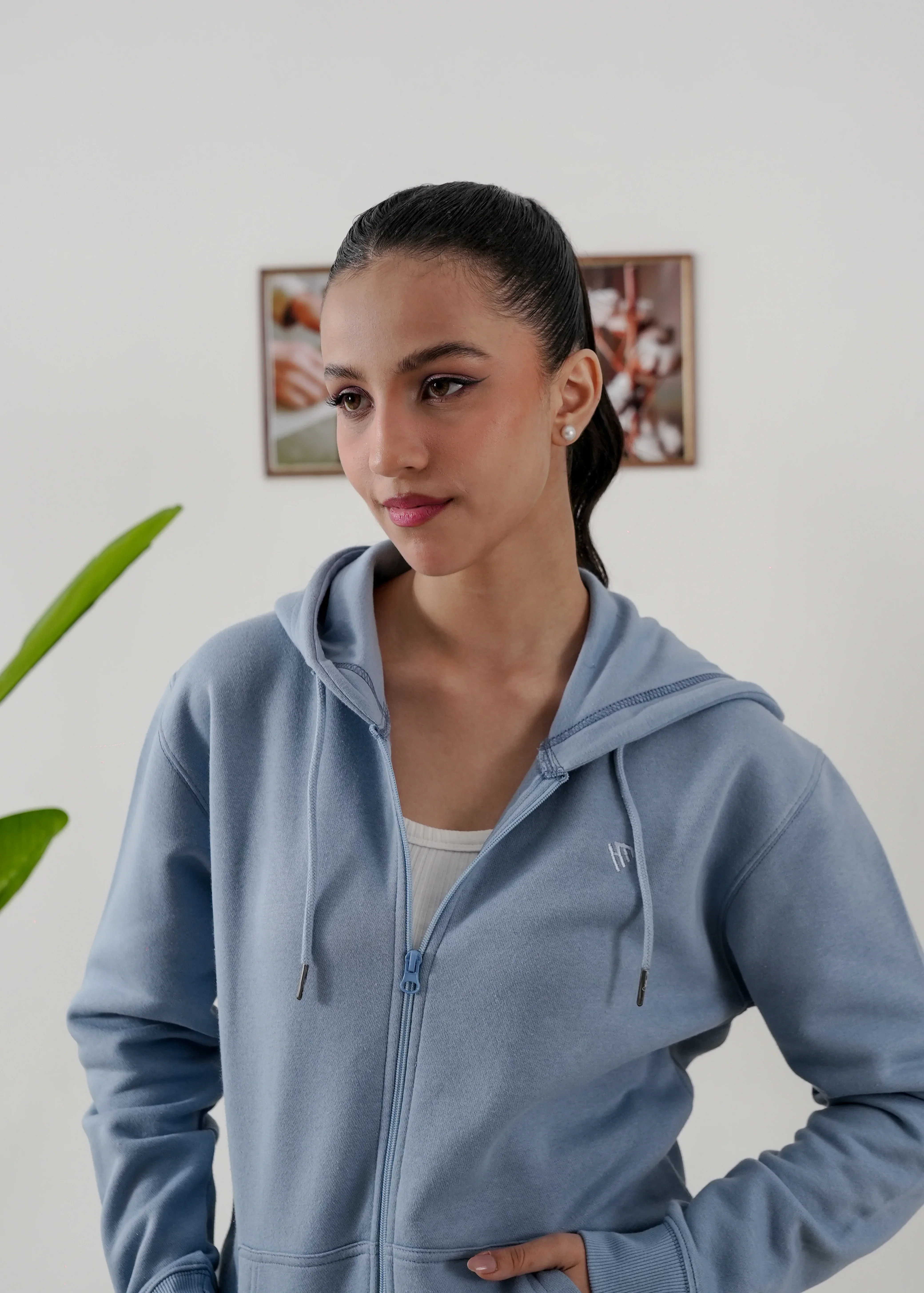 WOMEN PURE COMFORT COTTON FLEECE STEEL BLUE CORD-SET - Image 2