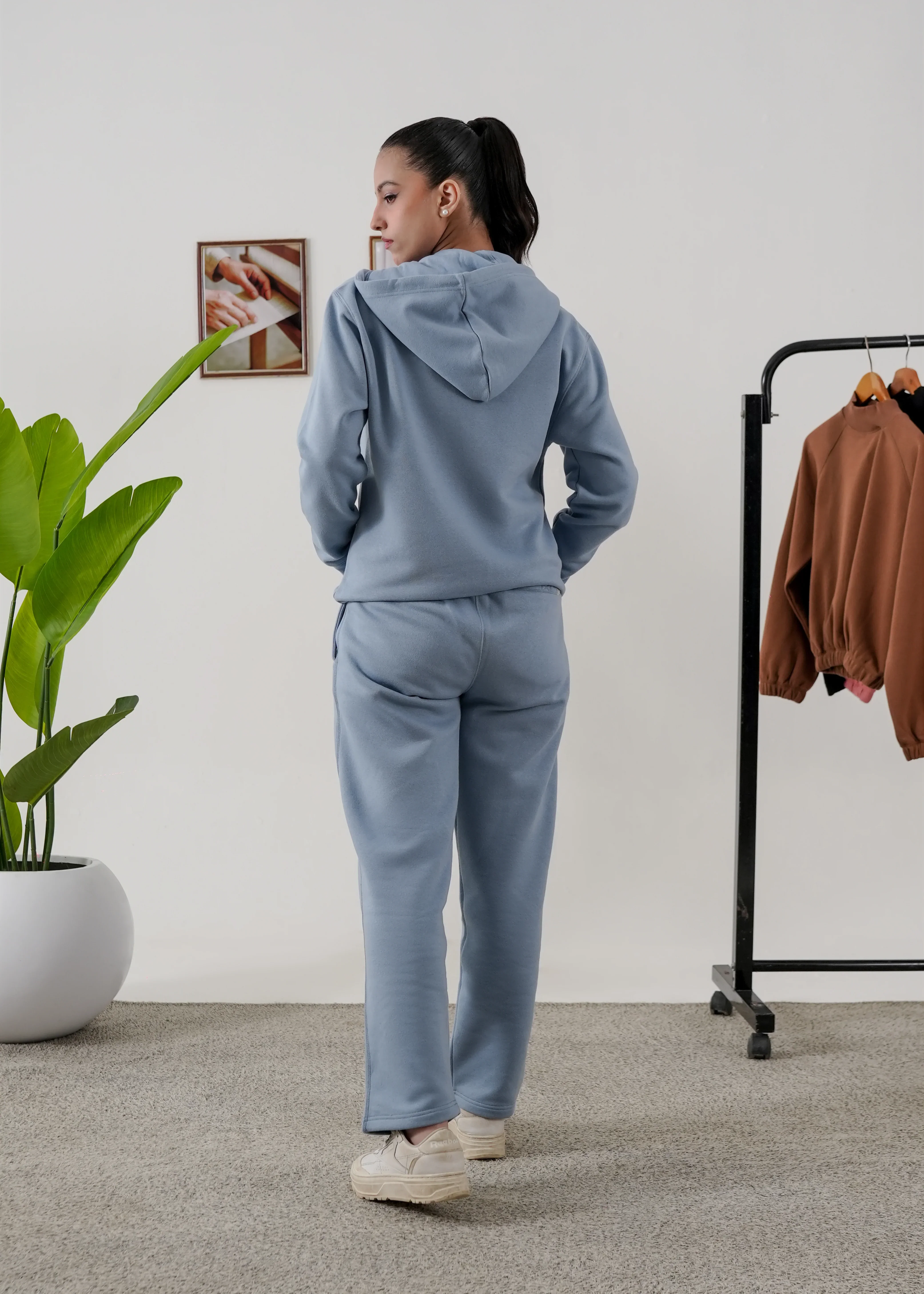 WOMEN PURE COMFORT COTTON FLEECE STEEL BLUE CORD-SET - Image 3