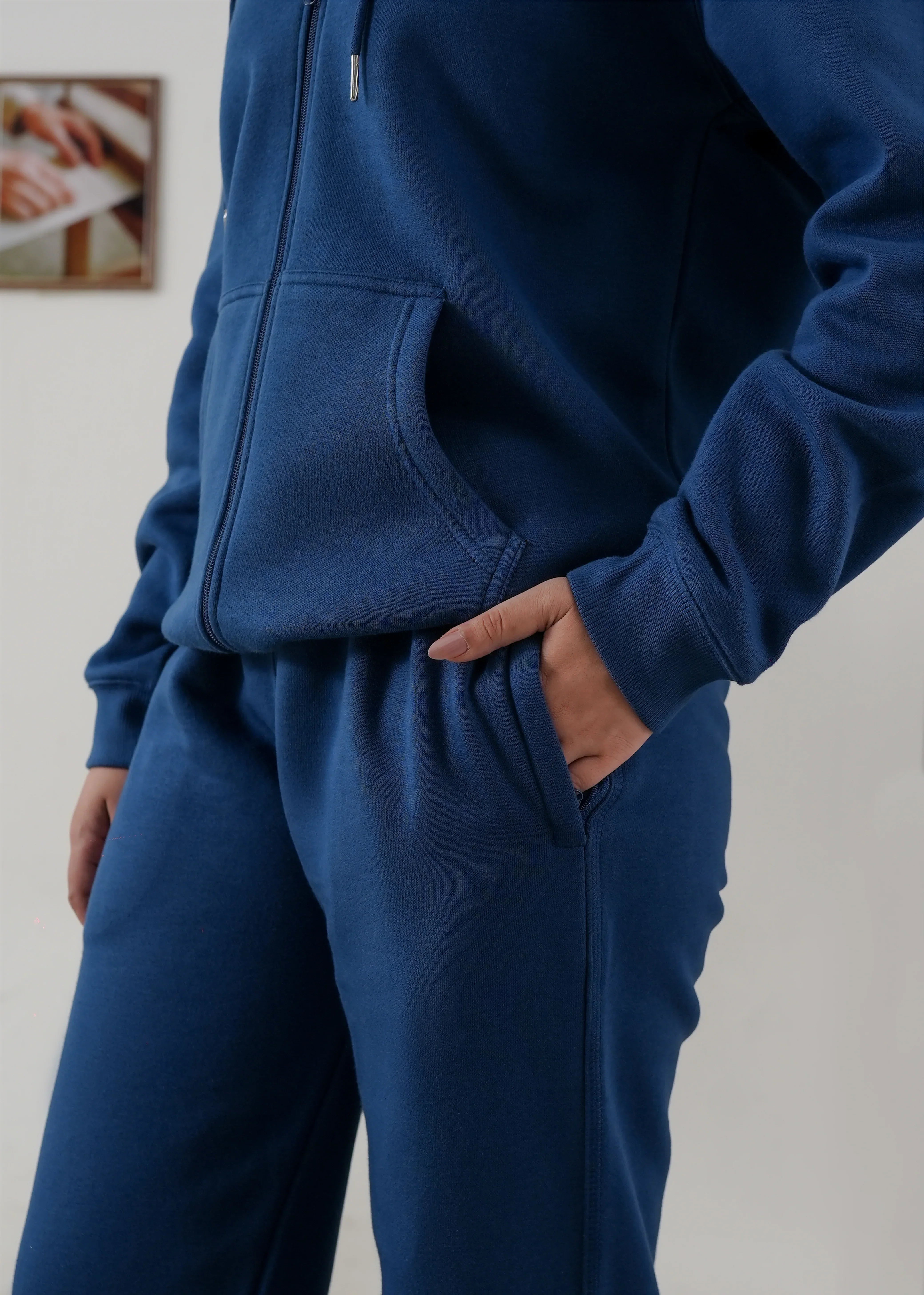 WOMEN PURE COMFORT COTTON FLEECE TEAL BLUE CORD-SET - Image 5